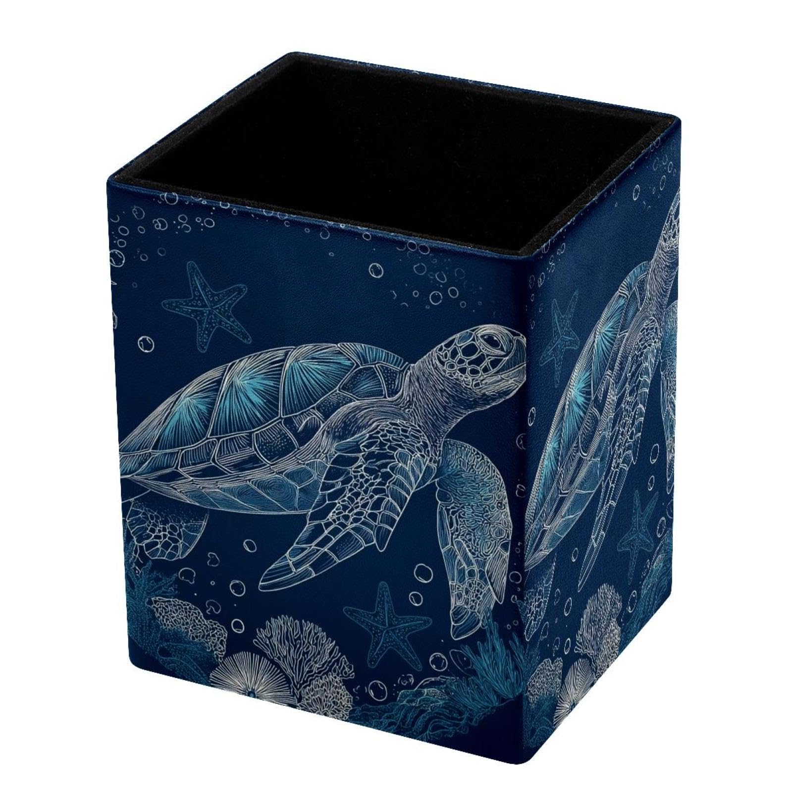 VAPOKF Pencil Holders for Desk, Sea Turtle Printed Pen Holders Pen Pot Makeup Brushes Storage Desktop Stationery Supplies Organiser for Home Office