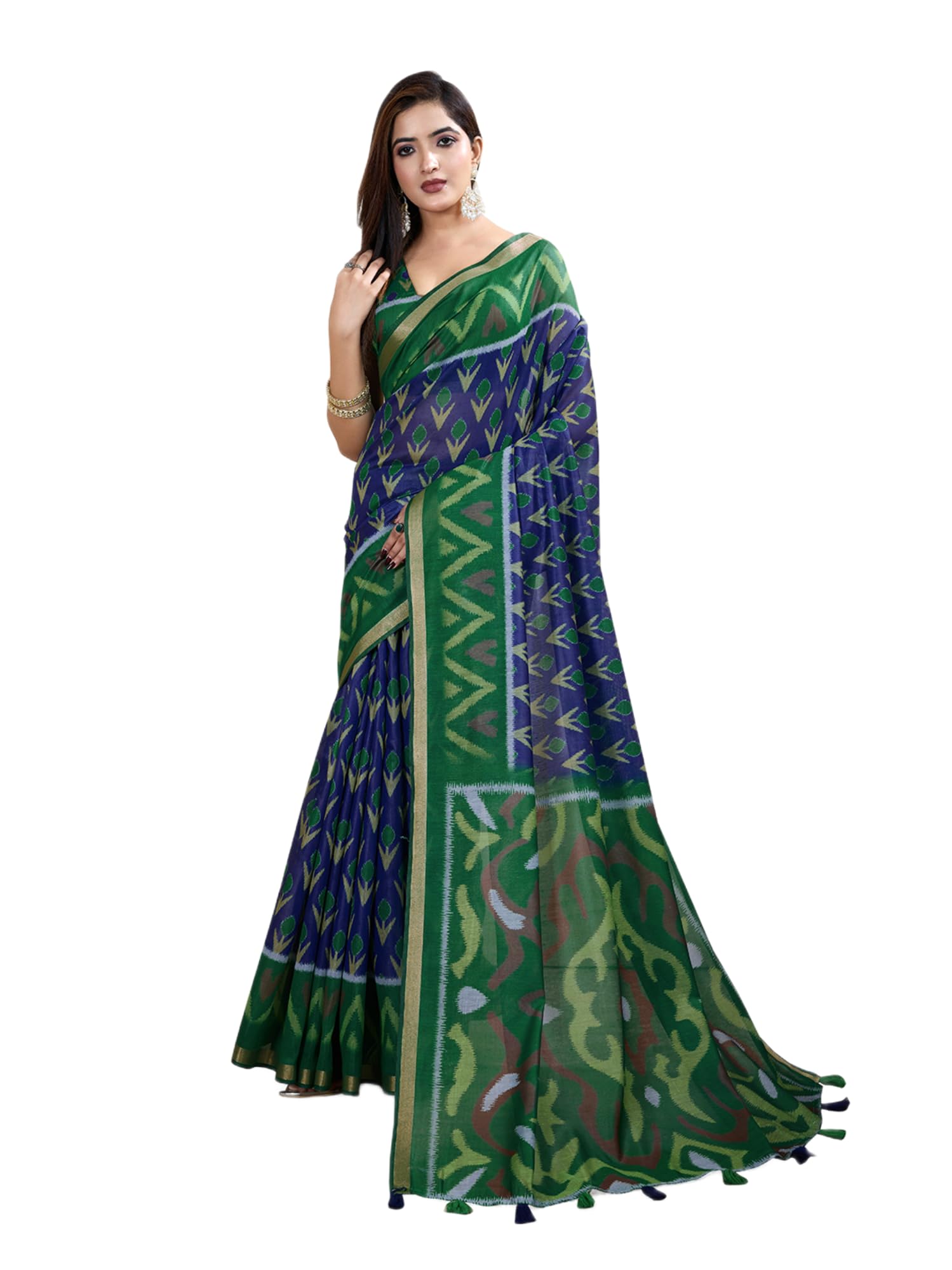 Womens Cotton Fabric Printed Saree with Unstitched Blouse Piece Lightweight Breathable Fabric 5 Meter Saree & 0.80 Meter Blouse-image-30