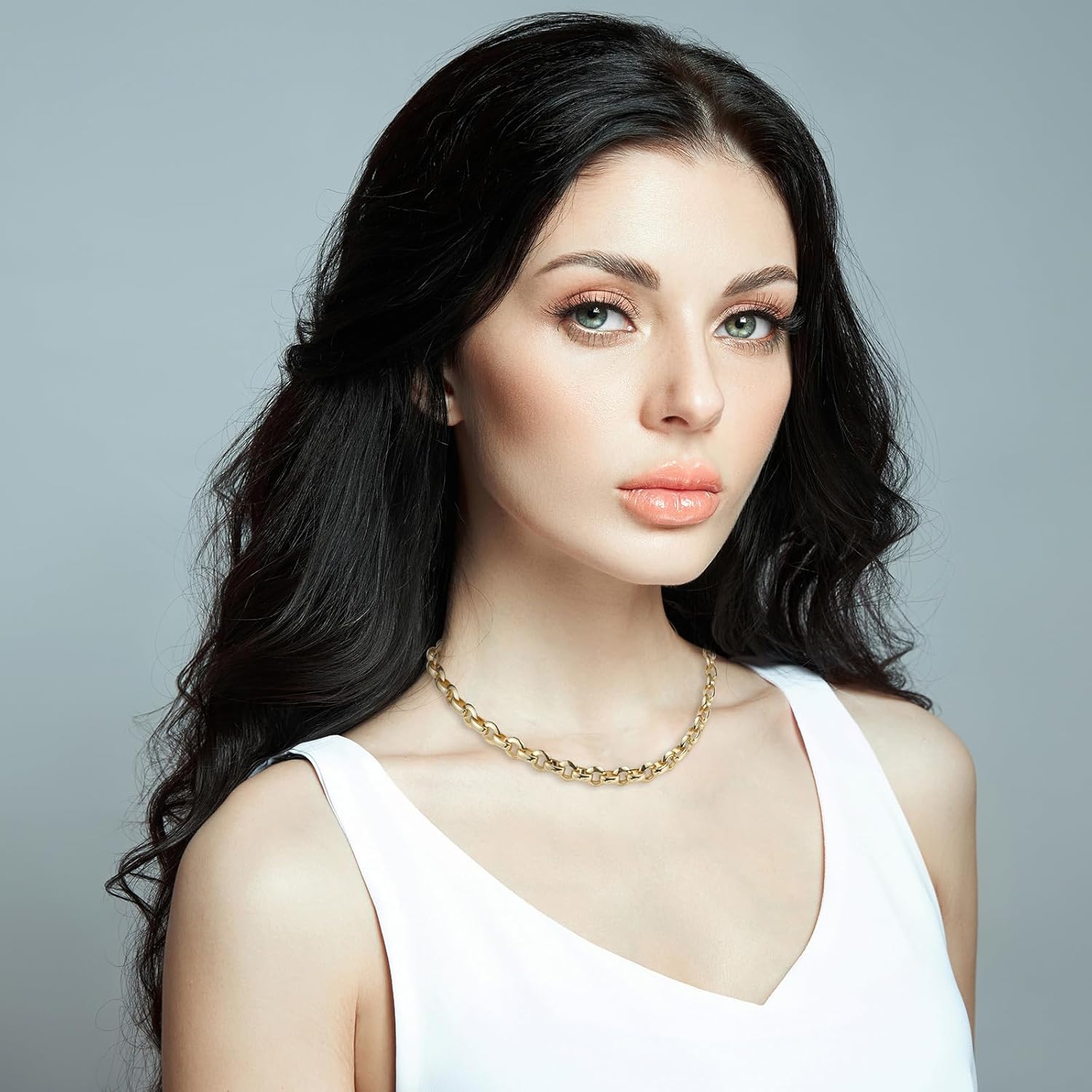 Chunky Layered Gold Necklace For Women Paperclip Link Chain Statement Compass Coin Charm Beach Stackable Necklace Non Tarnish Dainty 14k Gold Plated Medallion Pendant Trendy Fashion Jewelry - Image 2