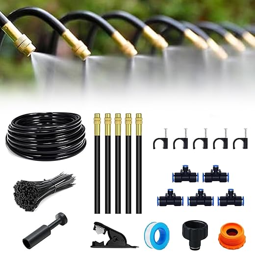 Garden Irrigation System, Garden Irrigation Kit 5 m, Mist Irrigation Kit, DIY Garden Watering, 360° Automatic Watering Hose, for Potted Plants, Balcony, Flower, Bed, Patio