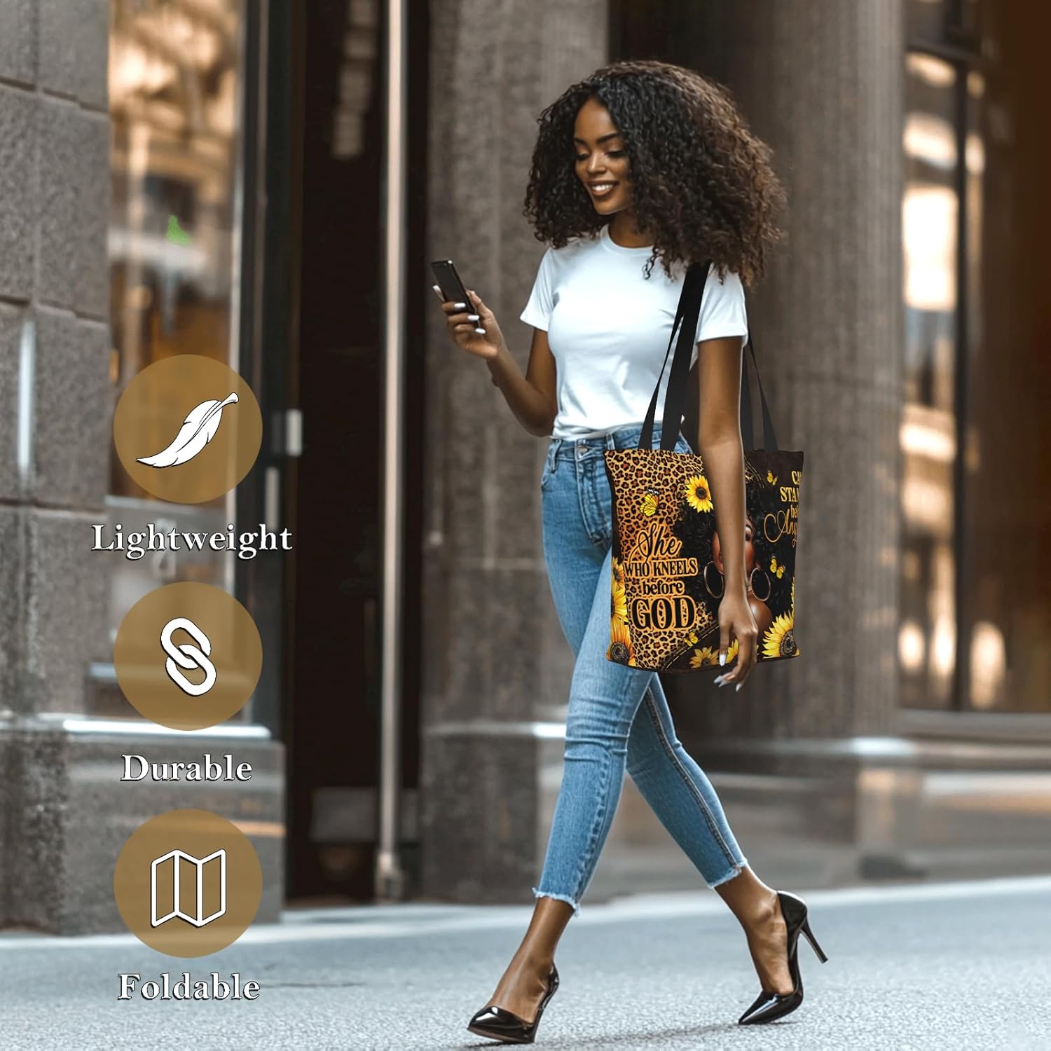 Christian Bible Tote Bags for Women Bible Church Bags Religious Reusable Grocery Bag - Image 6