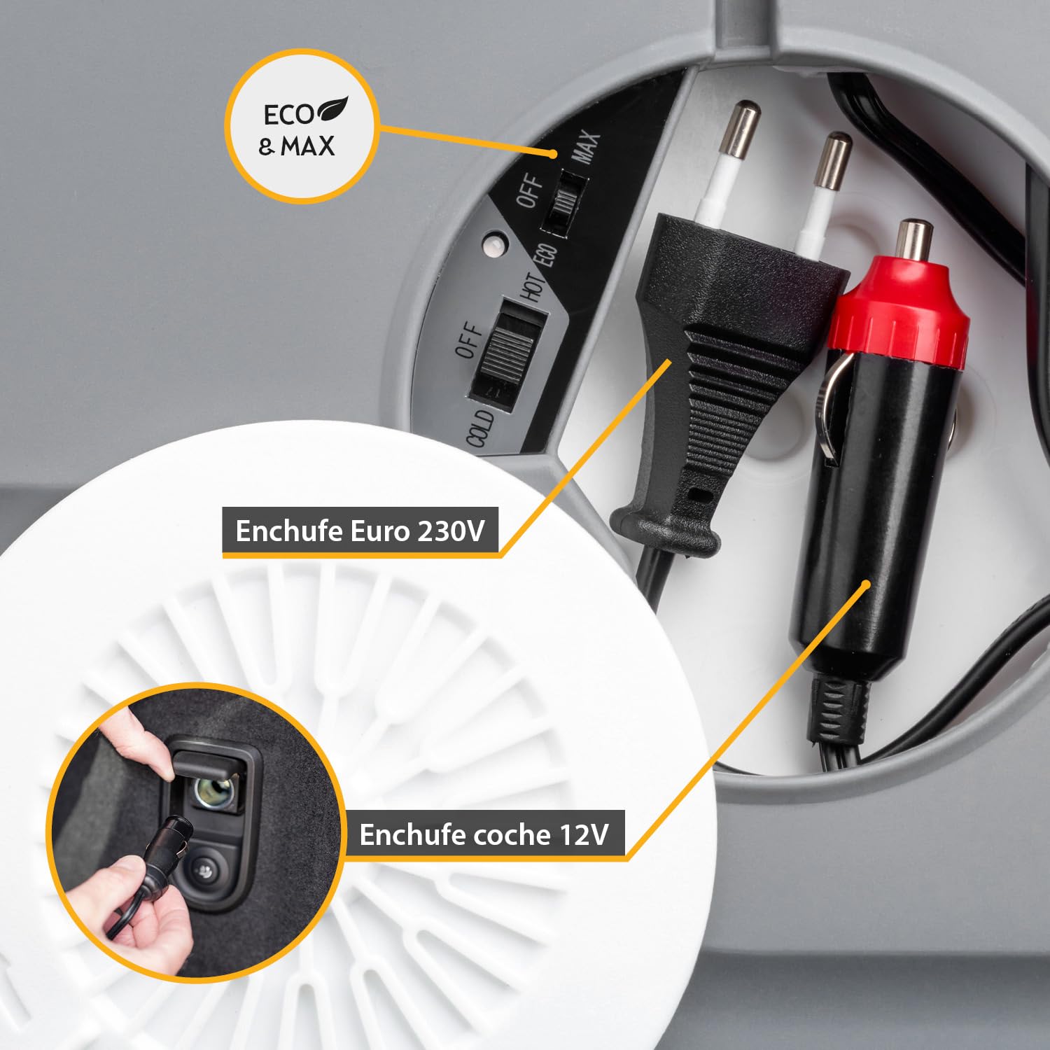 TZS First Austria - Nevera Eléctrica 32L - Función de Frío y Calor - 12V/230V para Coche y Enchufe - Termoeléctrica y Silenciosa - Camping y Viajes - Gris