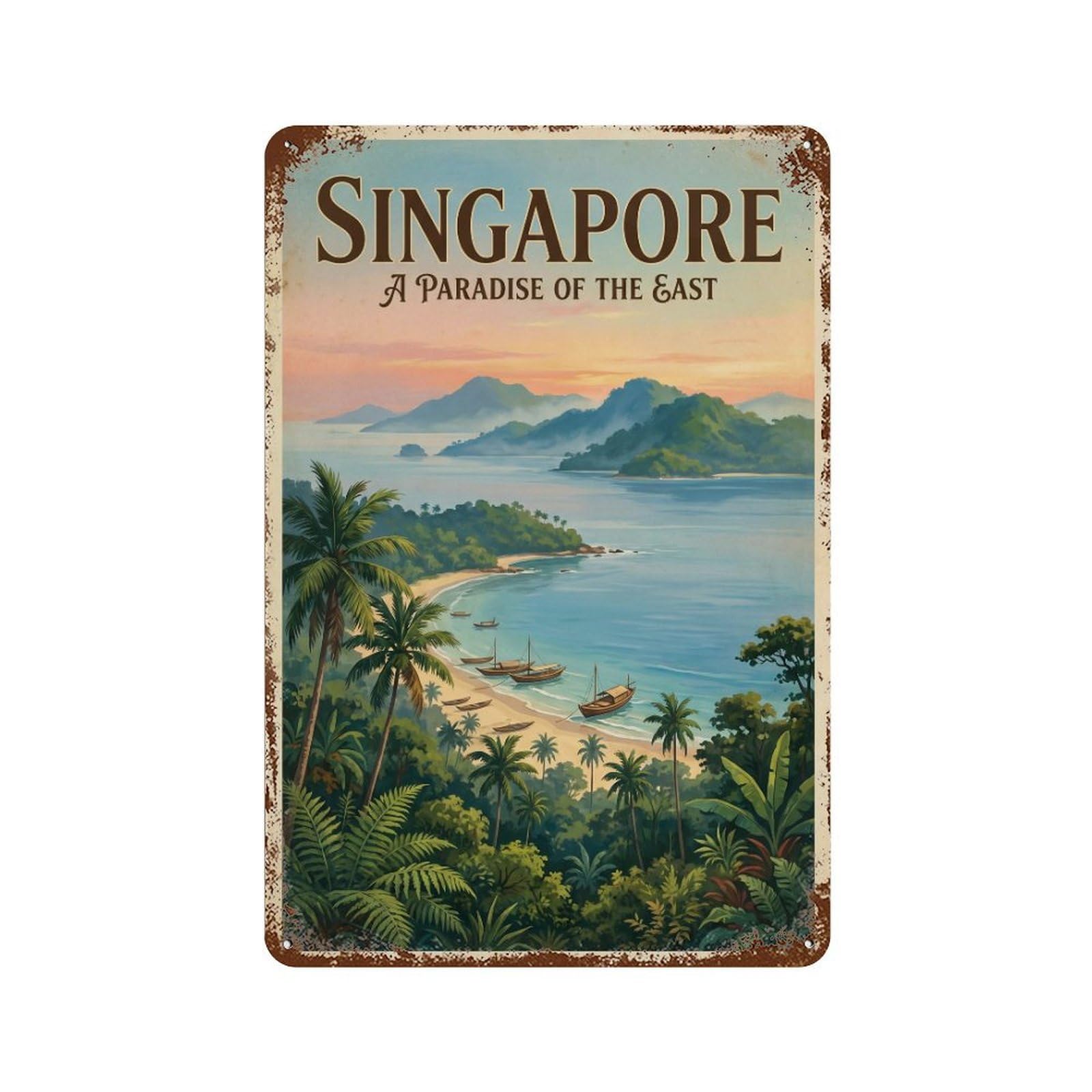 Metal Tin Sign Vintage Travel Singapore Nature