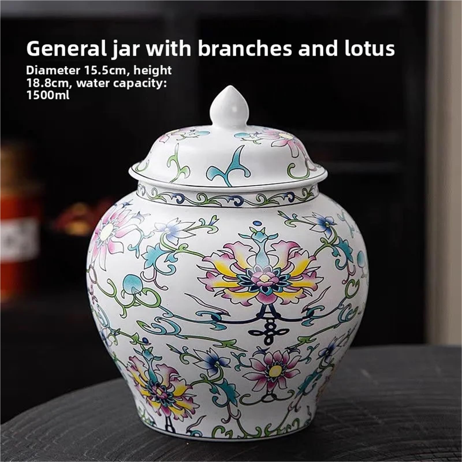 Lata De Té De Cerámica Lata de té porcelana cerámica gran capacidad con tapa, tarro almacenamiento dulces en grano café sellado a prueba humedad