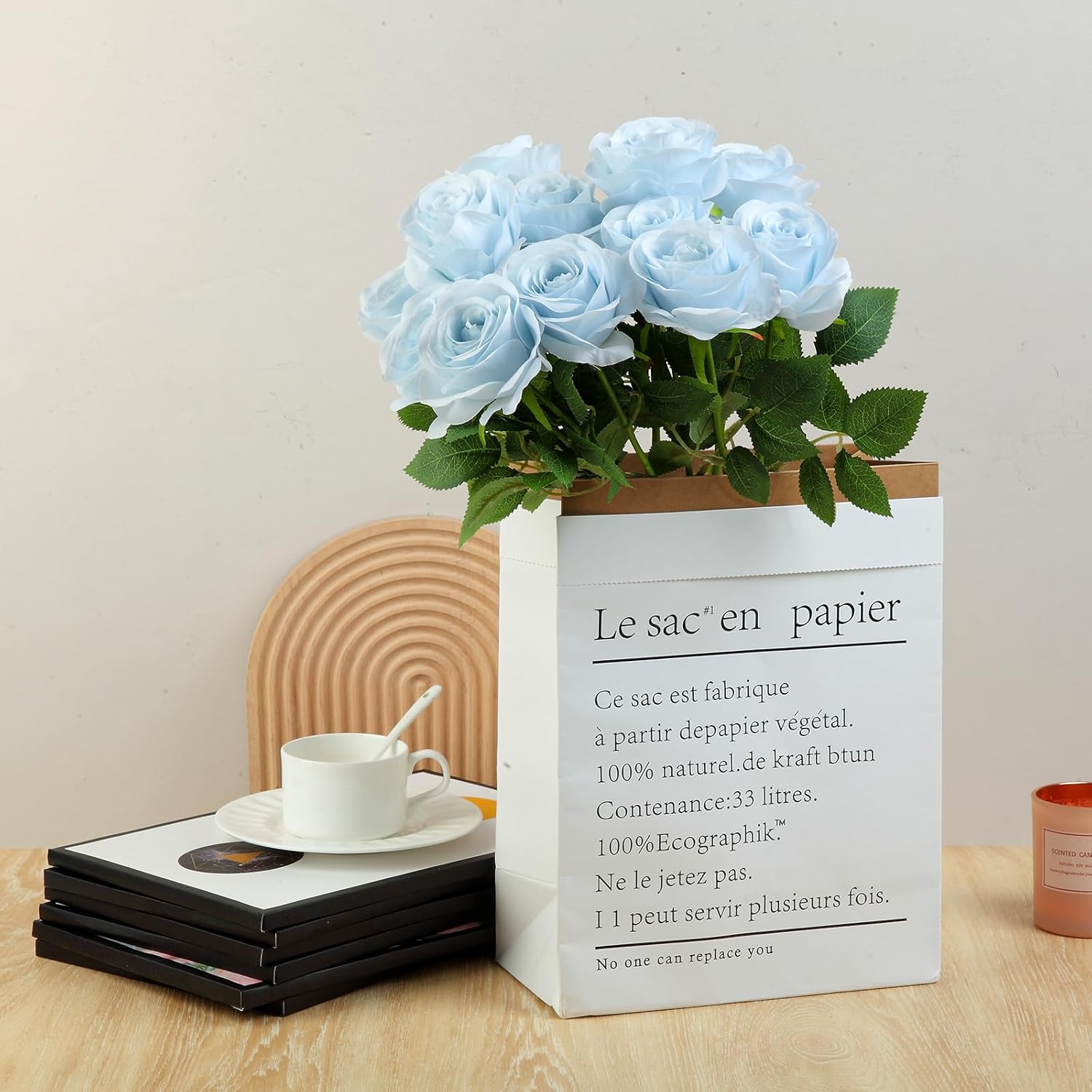 12pcs Roses Artificial Flowers Fake Roses Baby Blue Silk Roses White Silk Flowers Rose with Long Stems for Wedding Home Party Centerpieces Decorations - Image 3