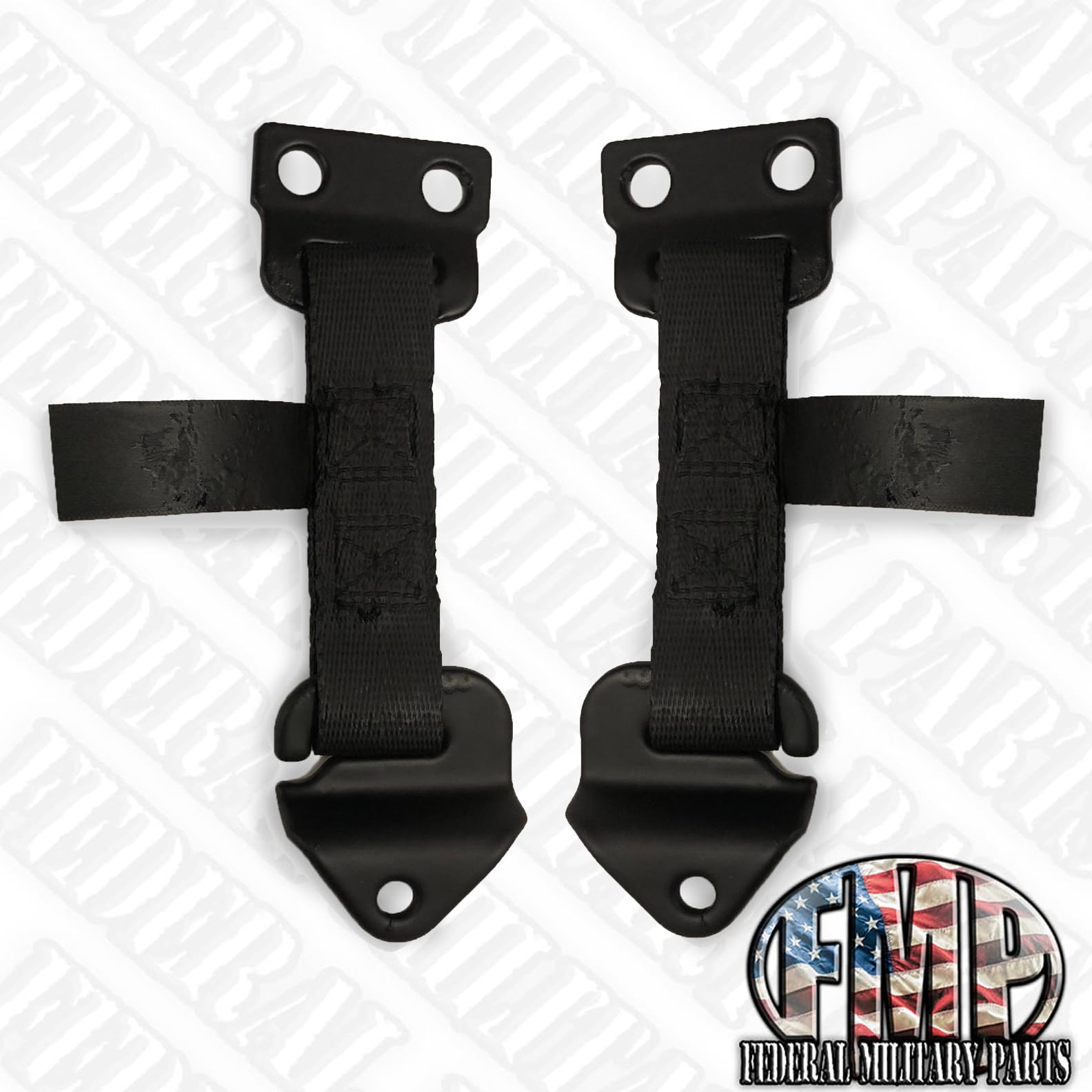 Door Limiter Straps, 2 Pack, Nylon Strap Plus Black Buckles, for Use with Hard or Soft Military Doors, Compatible with Humvee (Black)