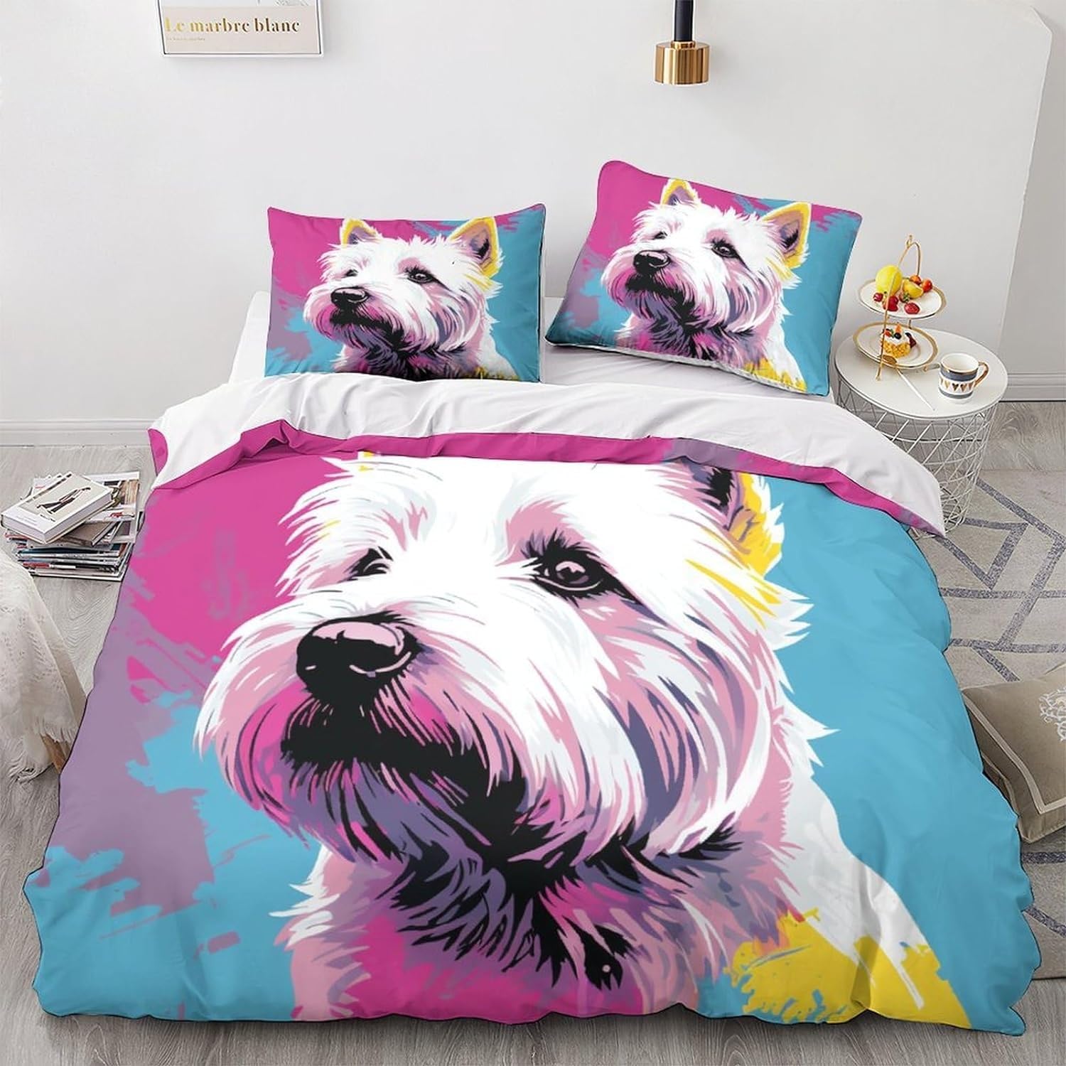 Housse de couette 200x200 animal de compagnie parure lit imprimée microfibre fermeture éclair