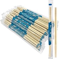 52USA 100 Pairs Disposable Bamboo Chopsticks 9 Inch Individually Wrapped Splinter-Free Eco-Friendly Bulk for Asian Cuisine