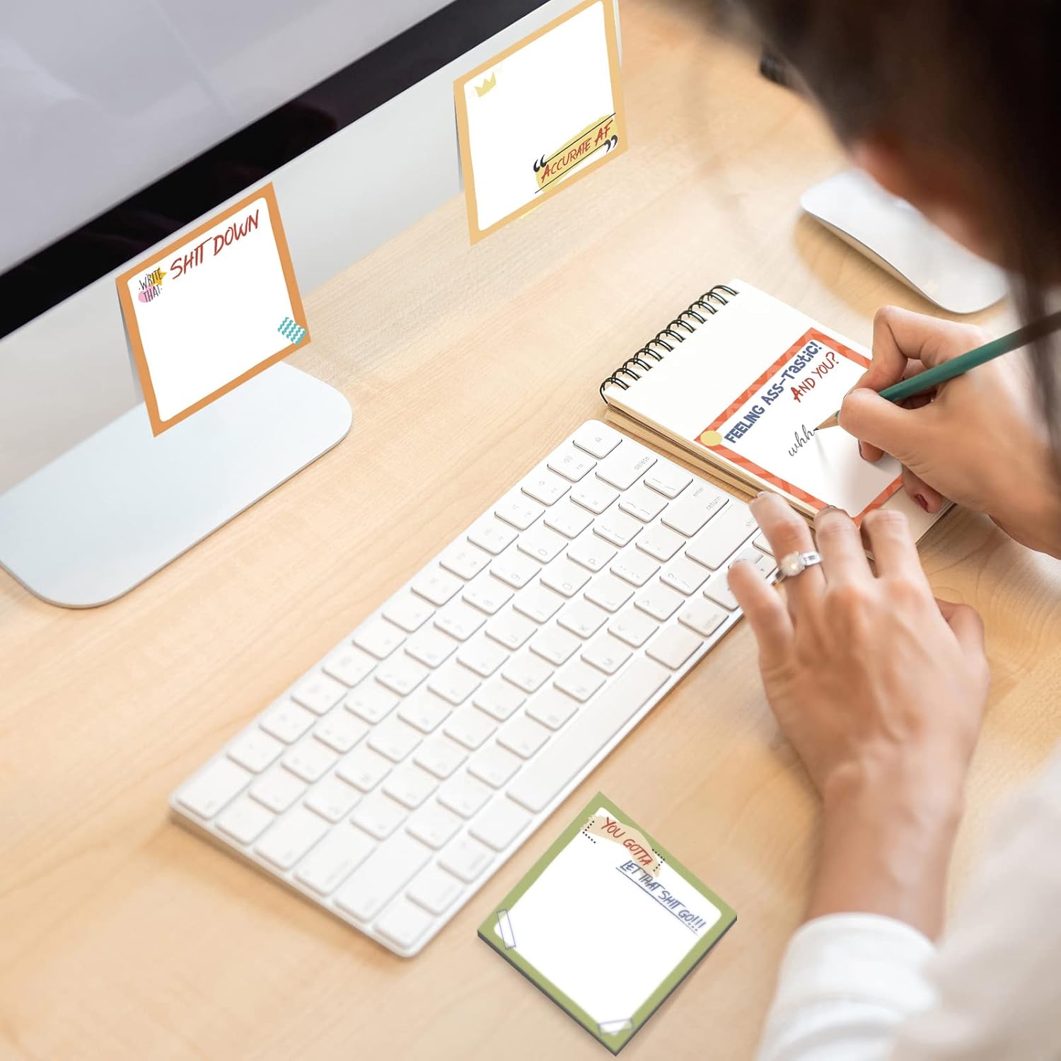 Kisston 12 Pcs Funny Sticky Notes with Fun Messages 3 x 3 Inch Funny Work Notepads for Coworkers Self Stick Mini Notepads Small to Do List for Adults Office Supplies Set, 50 Sheet Each (Cute Style) - Image 5