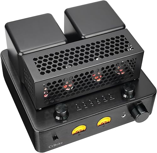 Miniatura 9 de Amplificador de tubo de audio con 4 tubos de vacío, 100 W, amplificador de potencia híbrido estéreo integrado para altavoces de estantería de alta