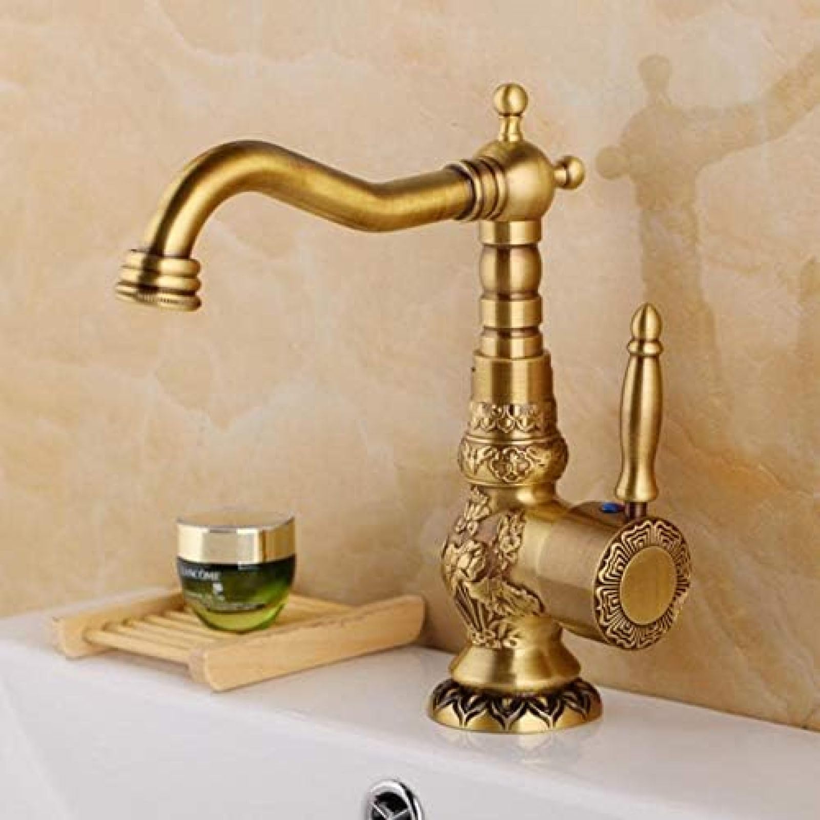 Mitigeur de lavabo en laiton antique au fini brossé noble
