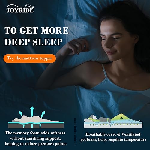 Miniatura 6 de Cubrecolchón de espuma viscoelástica Queen de 3 pulgadas, cubrecolchón de gel refrescante con funda extraíble, suave, alivia el dolor y