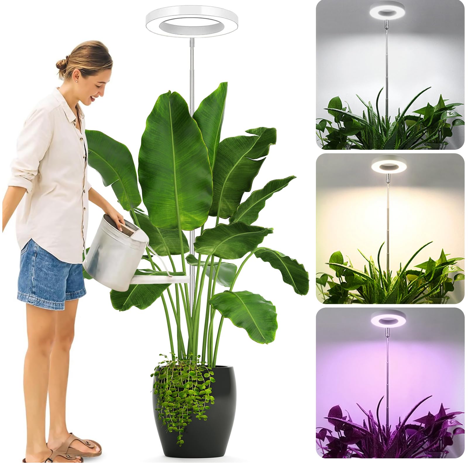 SIYOMG Grow Lights for Indoor Plants 72 LEDs Full Spectrum Led Grow Light 10 Brightness Settings, 3 Light Modes