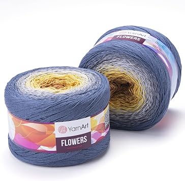 YarnArt Flowers Cotton Acrylic Blend - 55% Cotton 45% Acrylic, 250gr 1094yds Multicolor Rainbow Crochet Yarn - Fine Sport Yarn - Skein 316