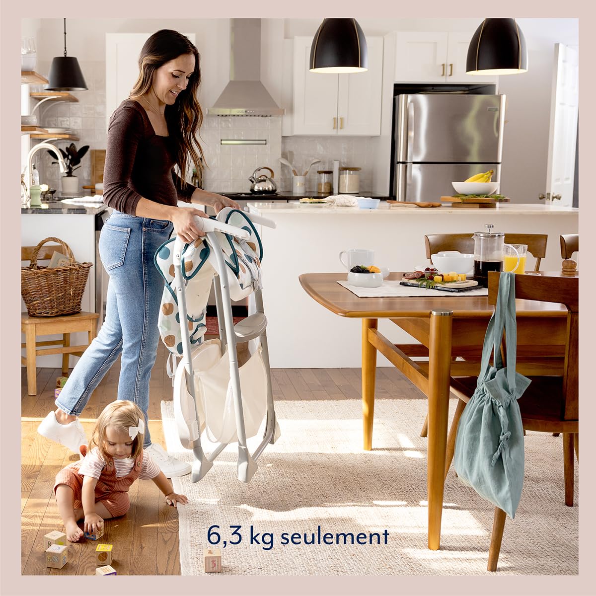 Graco SnackEase, chaise haute à pliage rapide, de 6 mois à environ 3 ans (max. 15 kg), léger, lavable, pliage rapide d'une seule main, multicolore, Organza