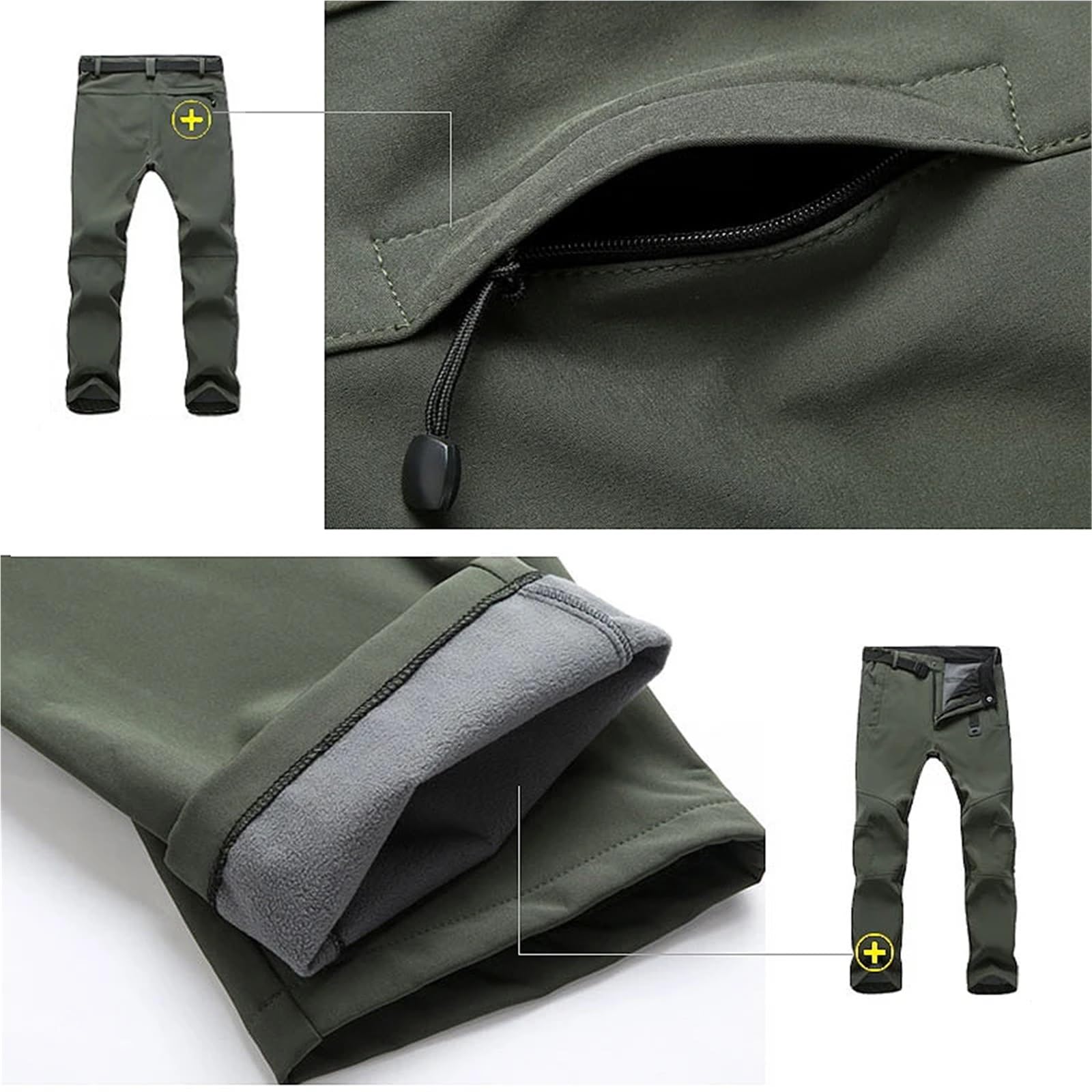 Pantalones de Forro Polar Invierno for Senderismo, Escalada, Acampada, Impermeables, for Trabajo, Deportes al Aire Libre, montañismo, esquí para Senderismo, Pesca, Esquí Y Acampada