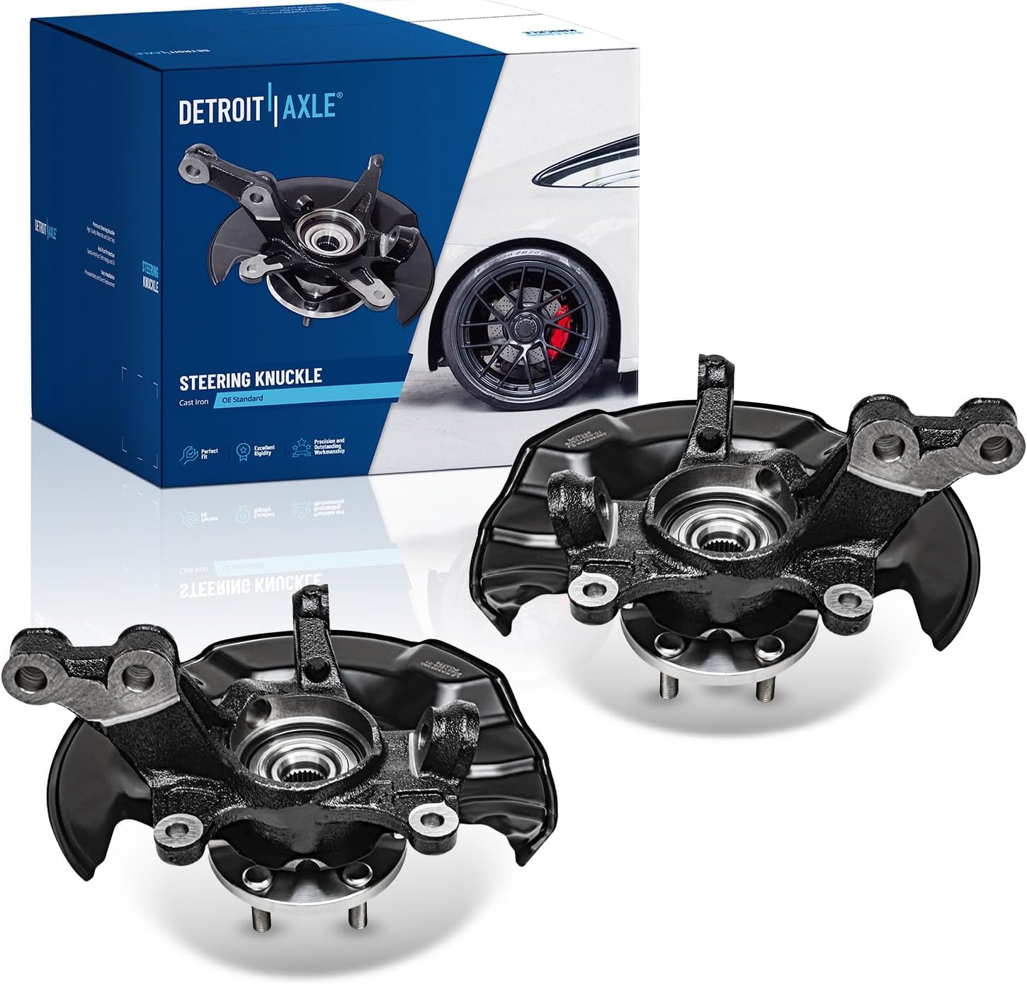 - Detroit Axle - 2pc Front Steering Knuckles for 09-13 Toyota Corolla Matrix, 2 Steering Knuckles & Wheel Bearing Hubs Assembly 2009 2010 2011 2012 2013 Replacement