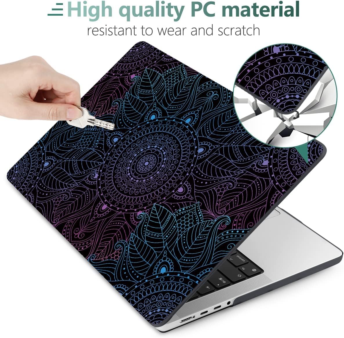 DONGKE Case for M5 MacBook Pro 14 inch 2025 2024-2021 M4 M3 M2 M1, Plastic Hard Shell Cover Compatible with A3434 A3112 A3401 A3185 A2992 A2779 A2442, Retina XDR Display & Touch ID, Colorful Mandala - Image 5