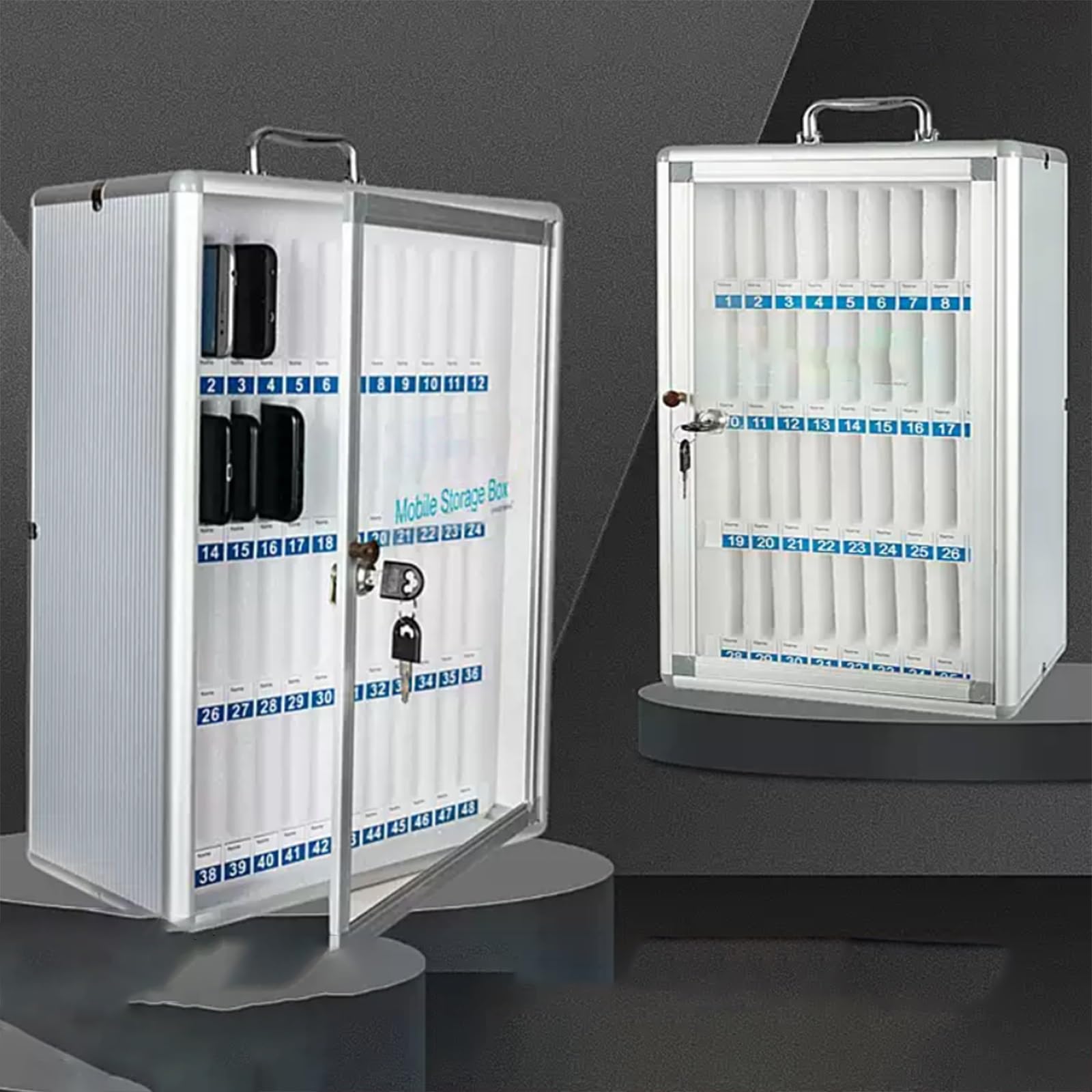 Cassetta di sicurezza per cellulare per aule e laboratori, armadietto di sicureze e laboratori, armadietto di sicurezza da parete da 12-60 cifre, telefono per dipendenti e studenti (60 slot)