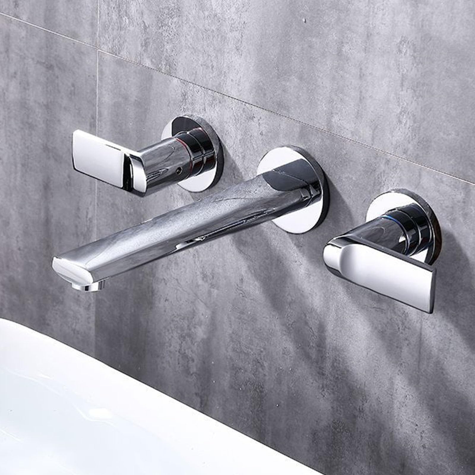 Robinet lavabo encastré en laiton chromé haut de gamme pour salle de bain