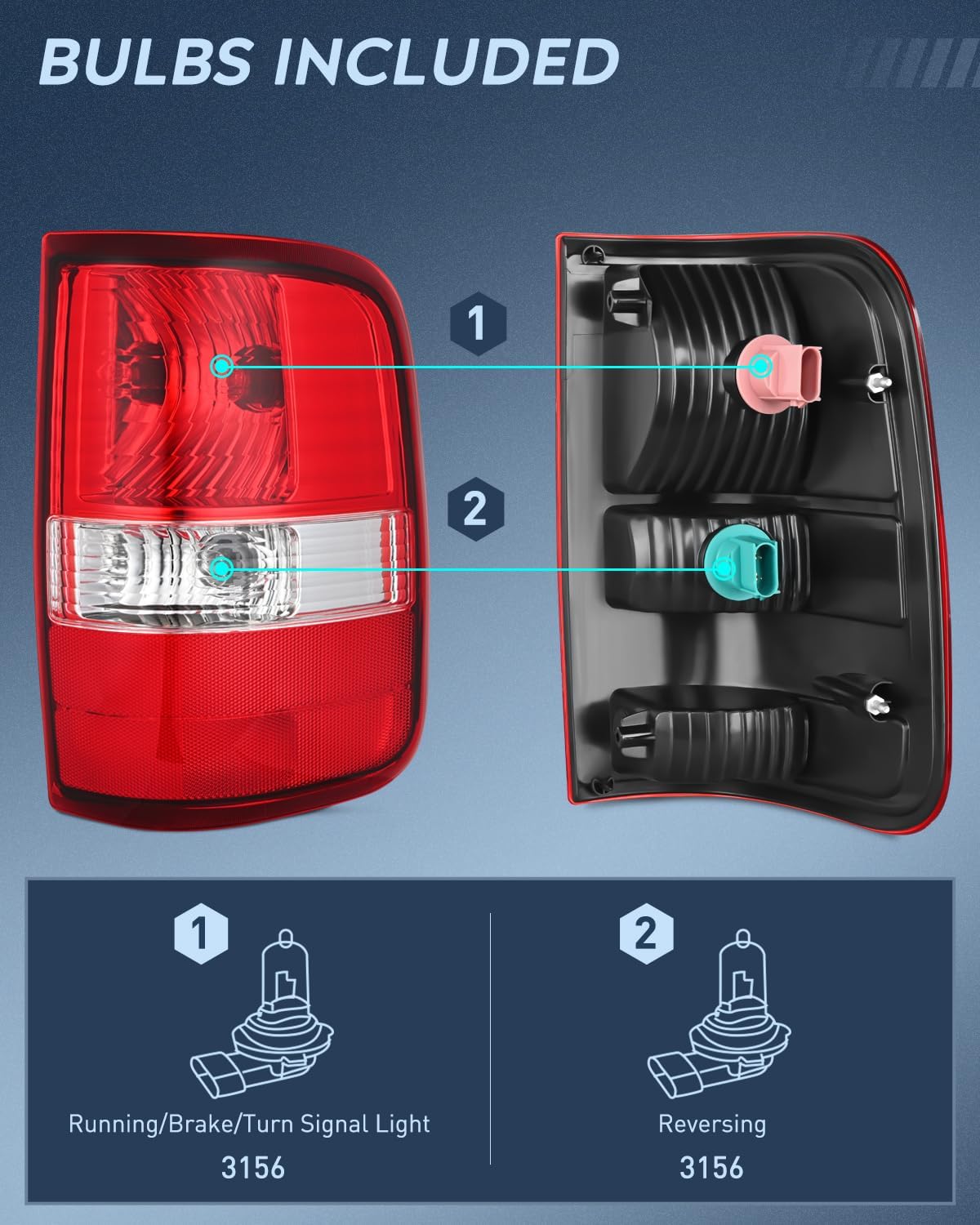 Nilight Taillight Assembly Compatible with 2004 2005 2006 2007 2008 Ford F150 Rear Tail Light Lamp Replacement OE Style Passenger Side