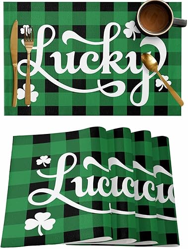 Vista 7 de Juego de 6 manteles individuales rojos para el día de San Valentín, diseño de corazón de San Valentín, resistentes al calor, lavables, manteles