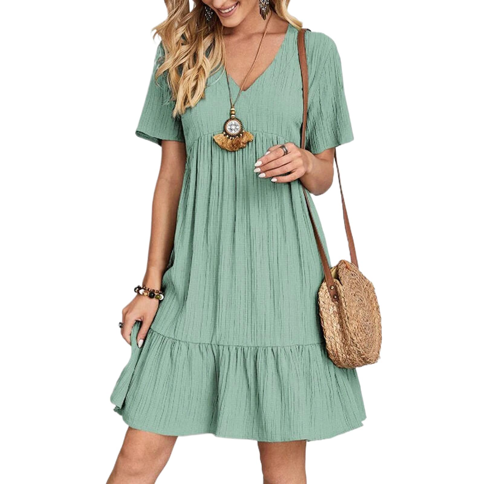 Robe d'été fluide col en V pour masquer les complexes avec élégance - 8