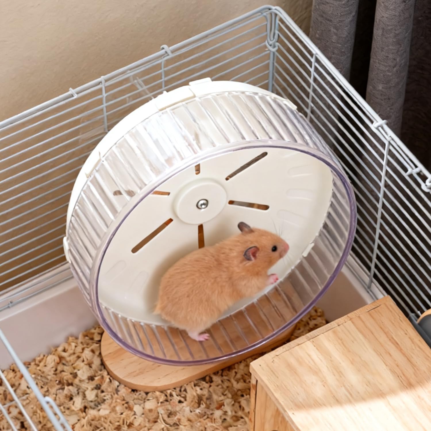 Super Silent Hamster Exercise Wheel with Adjustable Stand, Quiet Spinner Running Wheel for Hamsters, Gerbils, Mice and Other Small Pets (Medium, White) - image 3