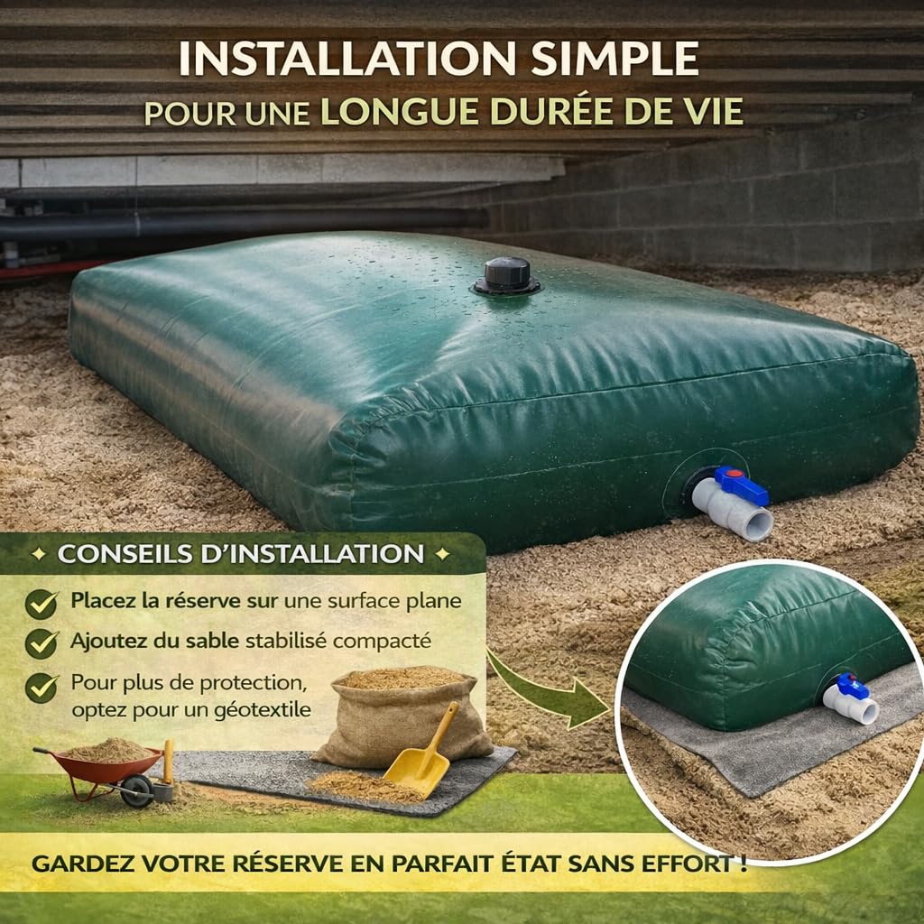 Jardibric - Reserva de agua flexible 500L - Tanque de recuperación de agua de lluvia plegable jardín
