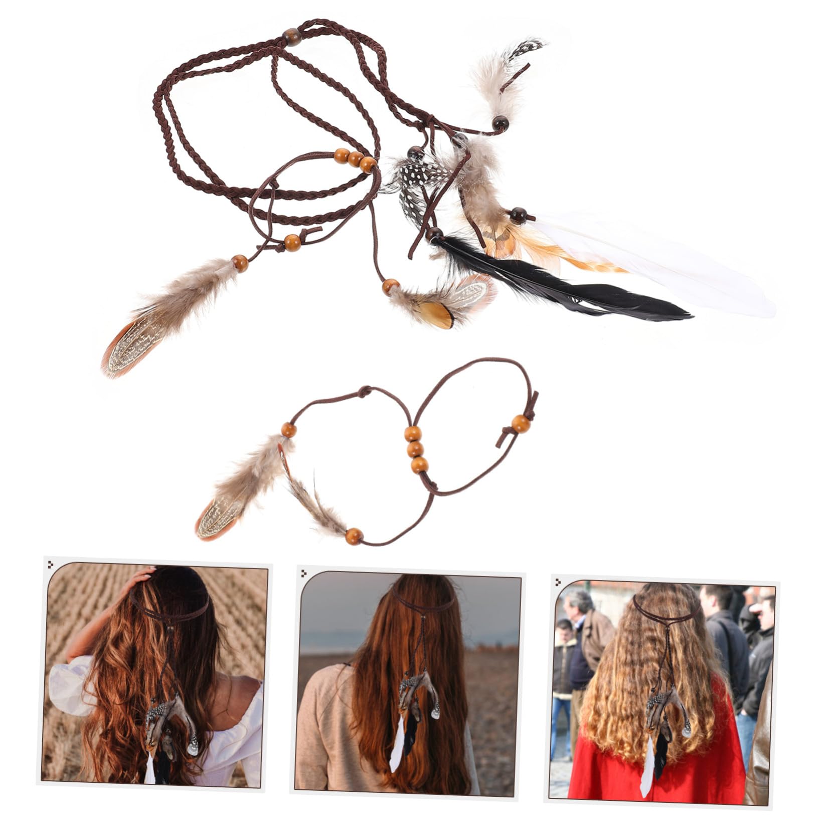 VICASKY 4 Set Fascia e Bracciale Bohémien Vintage per Accessori Costume per Feste e Festival