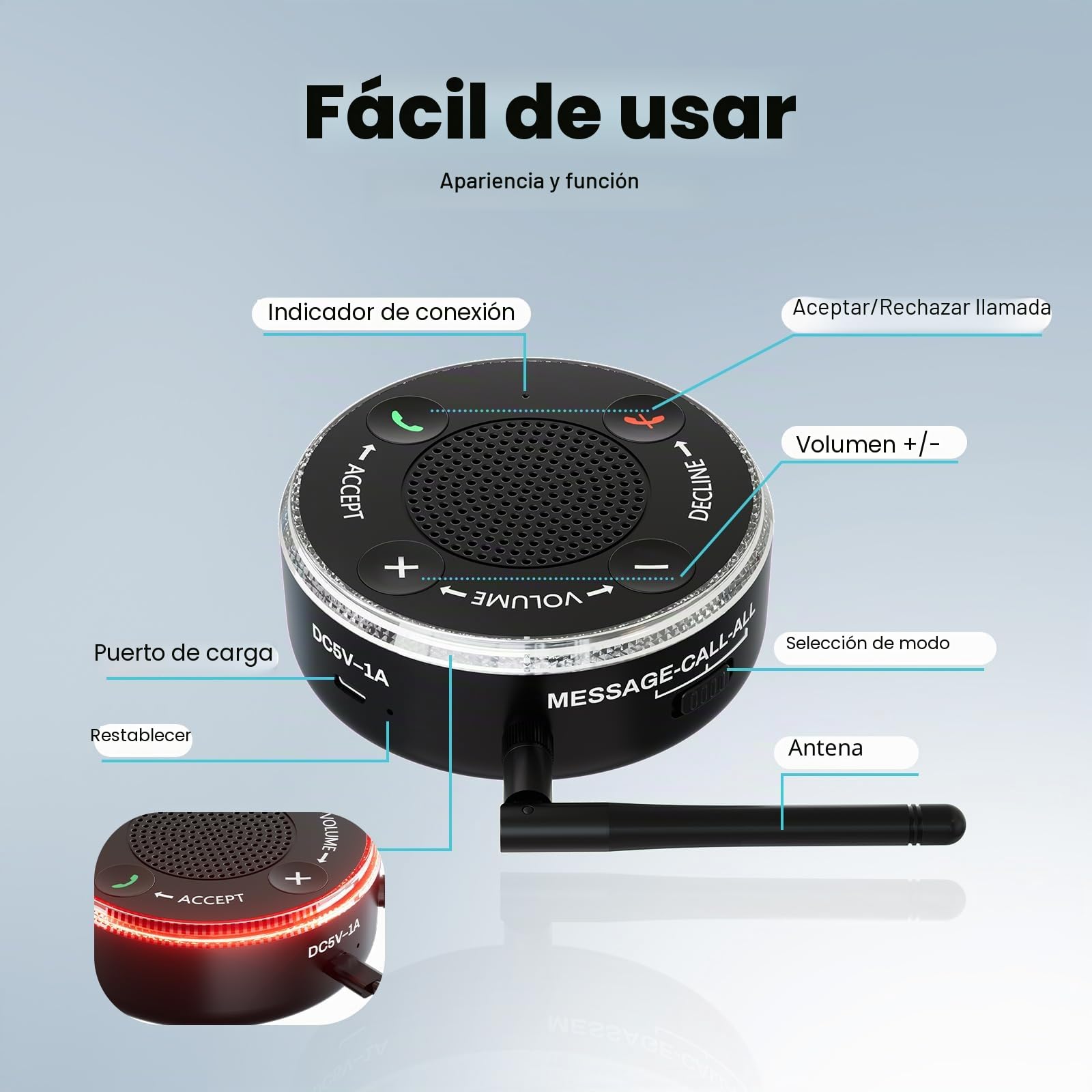 Lamborsafe Amplificador de timbre para teléfono móvil para personas mayores, amplificador Bluetooth para problemas de audición, timbre fuerte / llamada