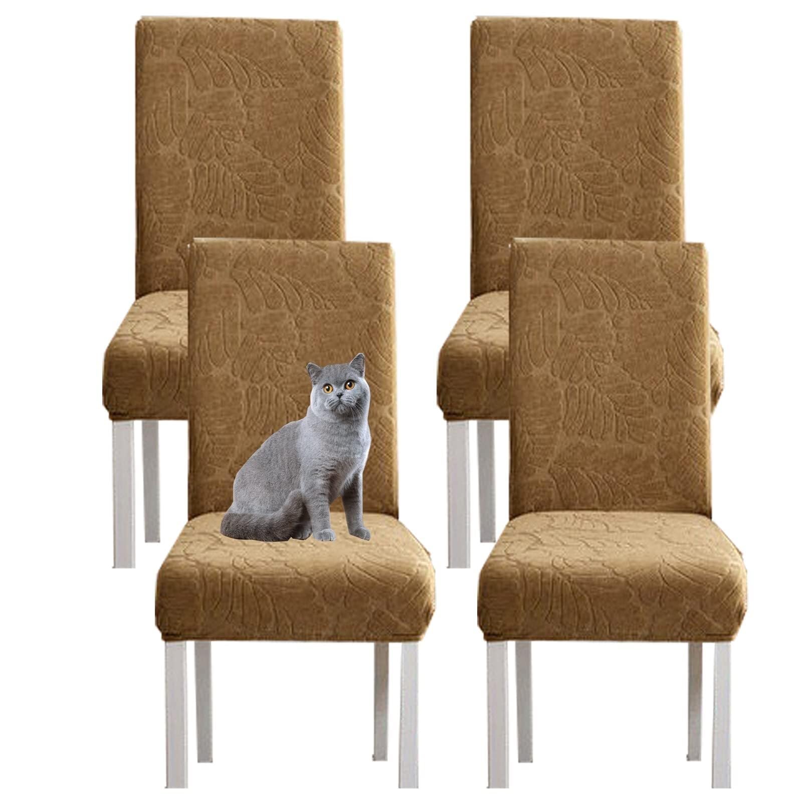 NMVAWIPT Jacquard High Back Stretch Knitted Fleece Chair Covers For Dining Room Home Wedding Banquet Hotel(12#,4pcs)