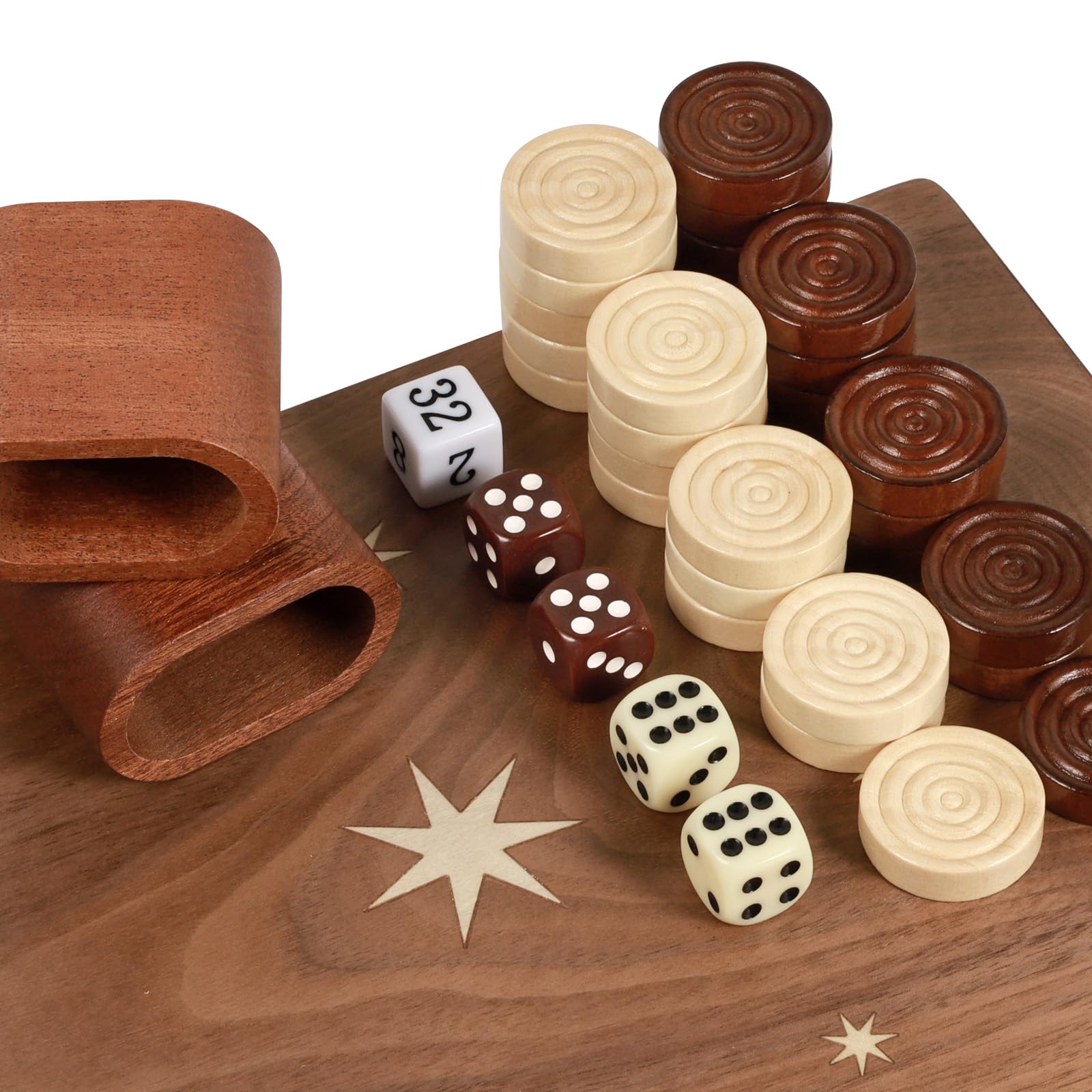Lussuoso set da backgammon in legno fatto a mano - grande tavola da viaggio pieghevole da 16'' (40,6 cm) con pezzi di grandi dimensioni e scatola portaoggetti, gioco di strategia premium per due