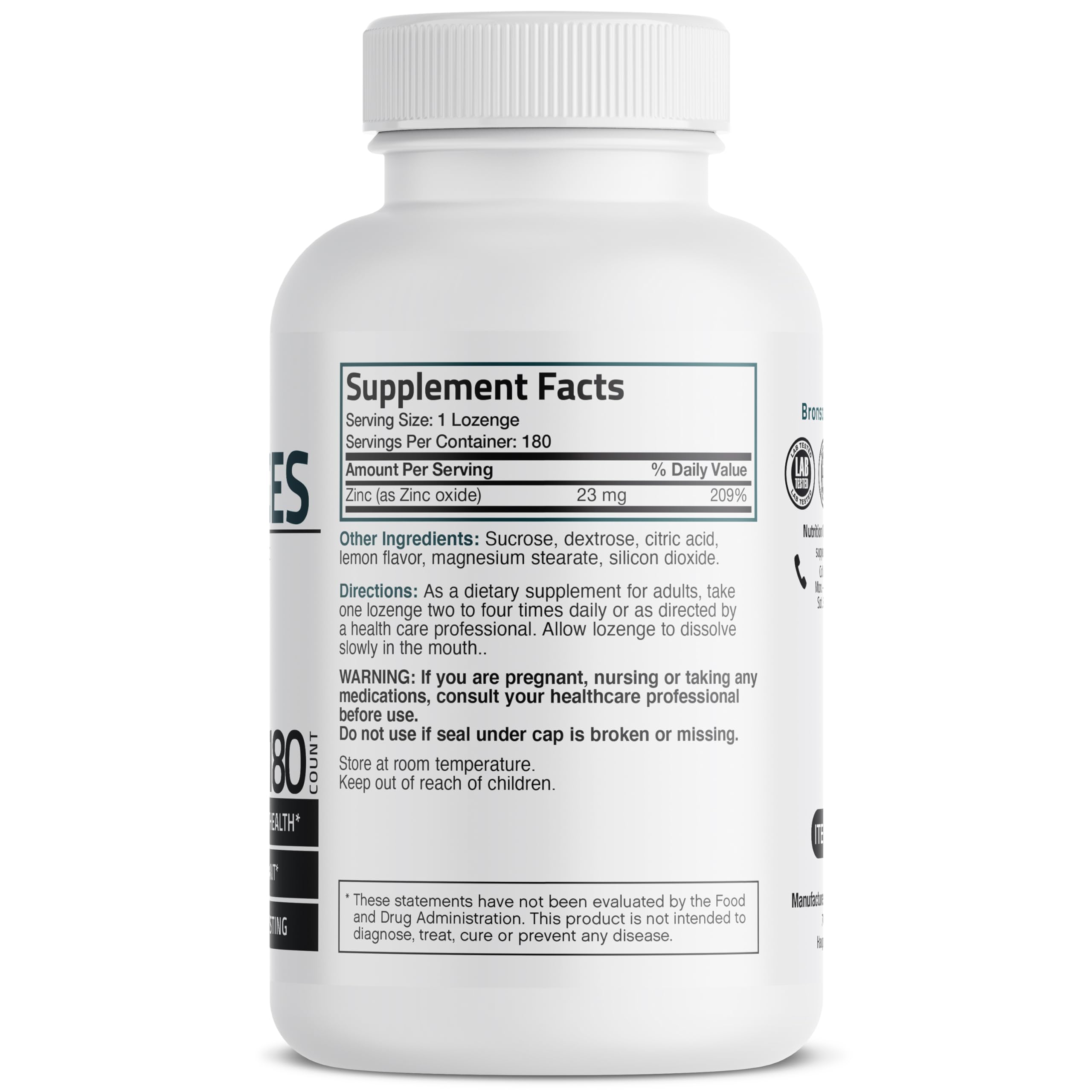Bronson Zinc Immune & Antioxidant Support, Lemon Flavor, 180 Lozenges — Amazon image 2