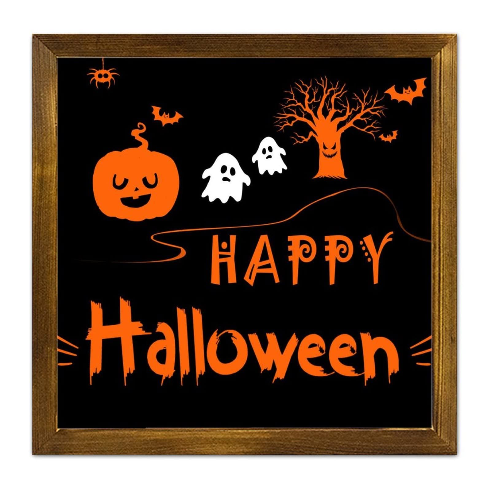Cadre rustique ferme d'Halloween en bois pour habiller un mur blanc