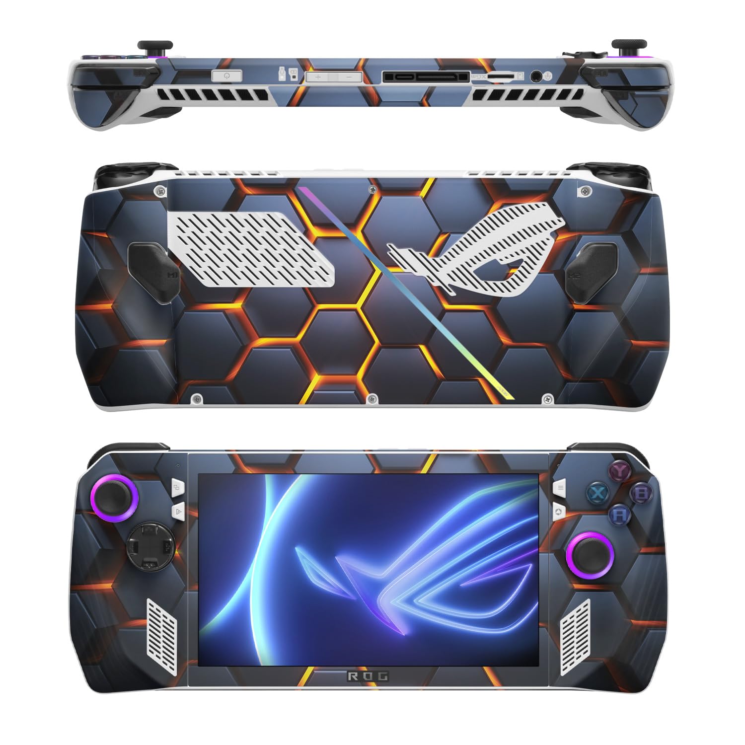 MightySkins Skin Compatible with Asus ROG Ally - Lava Hex | Protective, Durable, and Unique Vinyl Decal wrap Cover | Easy to Apply, Remove, and Change Styles