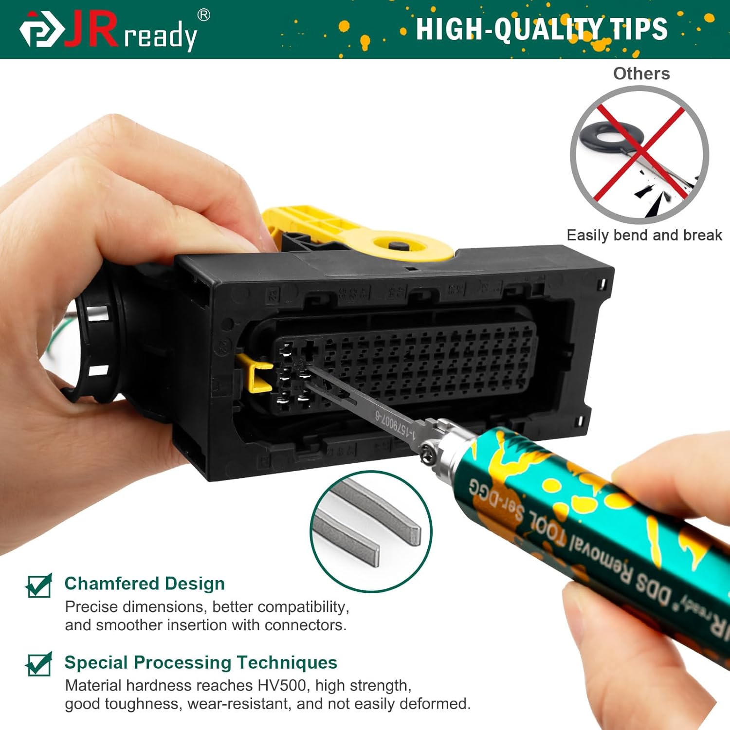 JRready ST5346 JRDDS Pin Extractor Tool Kit with 7PCS Replacement Tips Upgraded Terminal Removal Tools for Deutsch AMP Delphi Bosch Connectors Professional Auto Repair Terminal Release Tool Kit