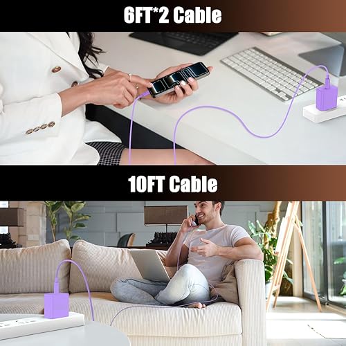 Miniatura 7 de Cargador para iPhone 17 16 Pro Max de Carga Rápida, Cargadores USB C Super Rápidos de 45W para iPhone 17(6FT+6FT+10FT) Cables de Carga Tipo C con