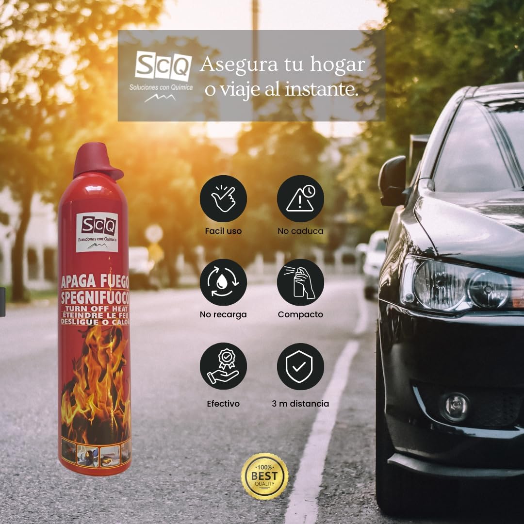 Mini extintor de incendios I extintor aerosol para casa coche apaga fuegos mini extintor para cocina camping camper Hogar spray extintor protección incendios en Cualquier Lugar I 2x500ml con soporte
