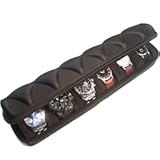 AMZSAFE Watch roll travel case organizer for 6 watches&comma; Storage Organizer and Display with innovative watch pillow&comma; fit large up to 60mm faced watches &lpar;Black&comma; 6 Slot&rpar;