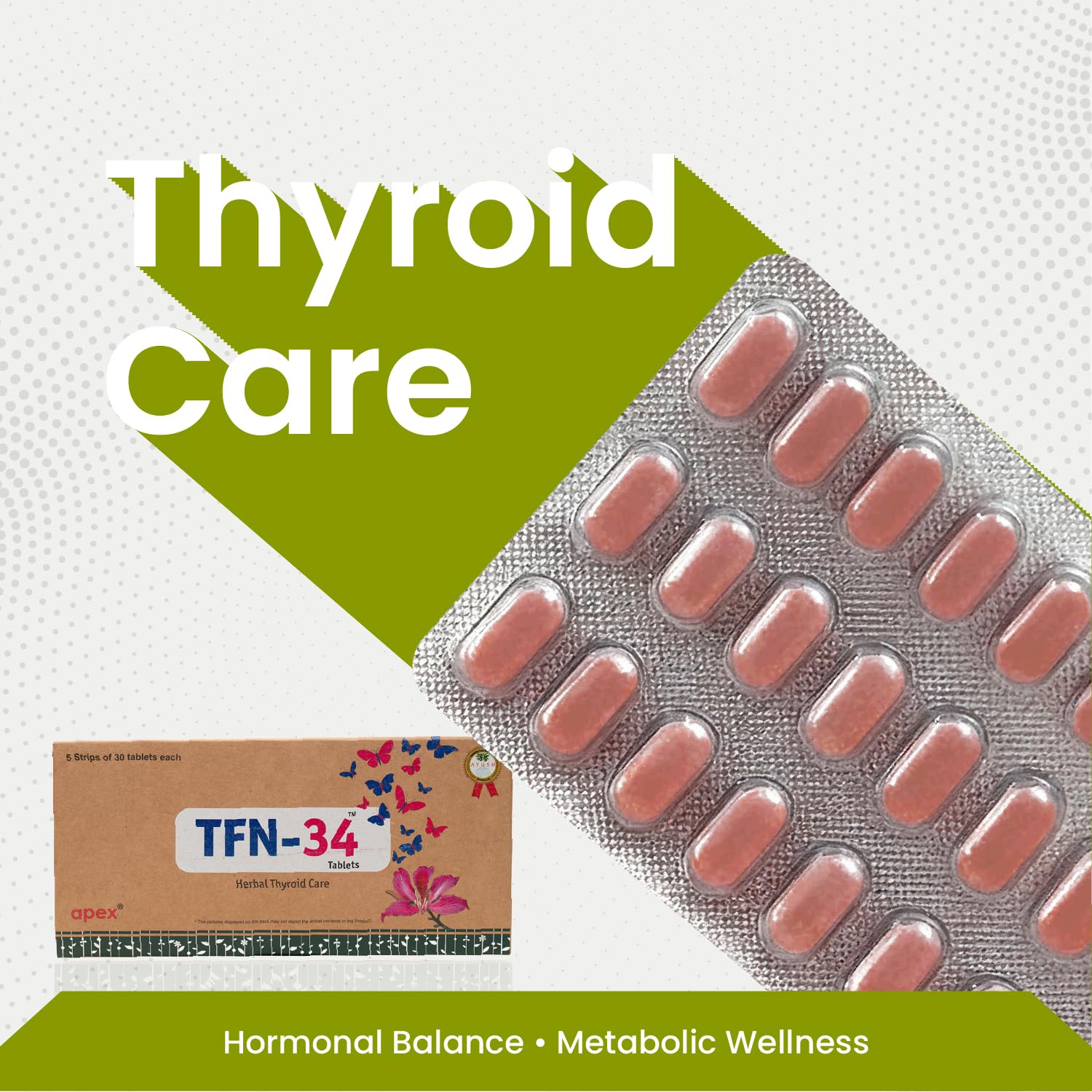 Green Milk TFN 34 Tablets | Ayurvedic Thyroid & Metabolic Wellness Supplement | Supports Thyroid Balance, Hormonal Harmony & Healthy Metabolism | Helps Maintain Energy, Weight Balance & Daily Vitality | Herbal Thyroid Care Formula | 5×30 Tablets — Amazon image 2
