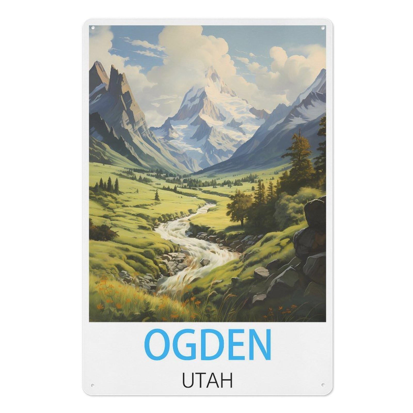 Ogden Utah Retro Design Tin Painting Vintage Tin Sign 08x12inch(20x30cm) Wall Art for Home Office Bedroom Living Room Cafes Wall Decor