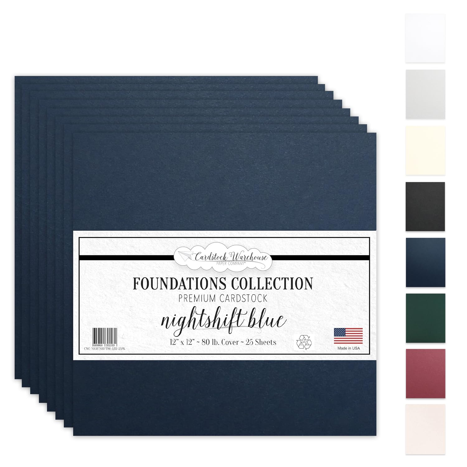 NIGHTSHIFT Blue/Dark Navy Blue Cardstock Paper - 12 x 12 inch Premium 80 LB. Cover from - 25 Sheets from Cardstock Warehouse