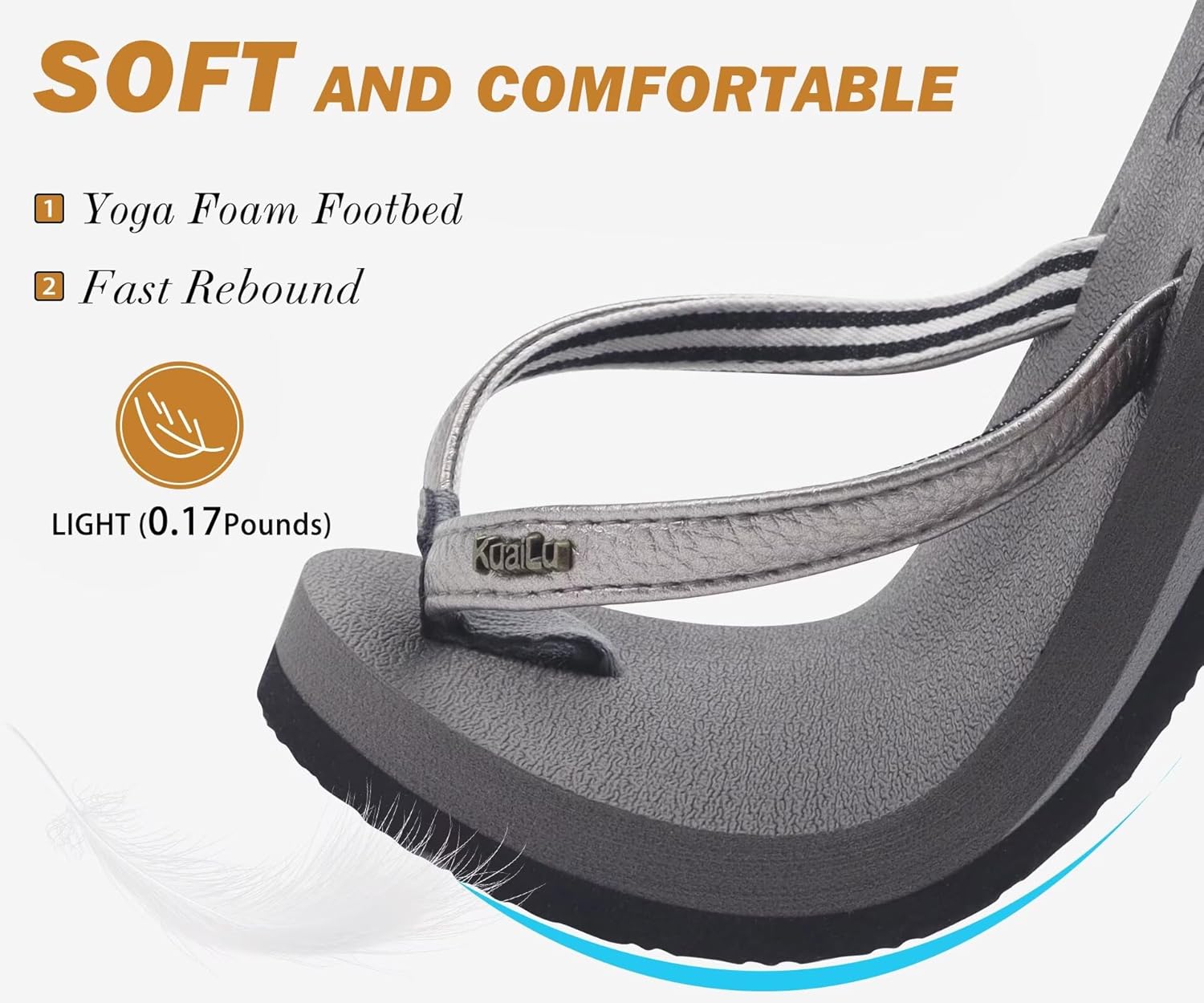 KuaiLu Womens Arch Support Flip Flops Comfortable Yoga Mat Slip on Summer Beach Walking Thong Cushion Sandals - Image 4