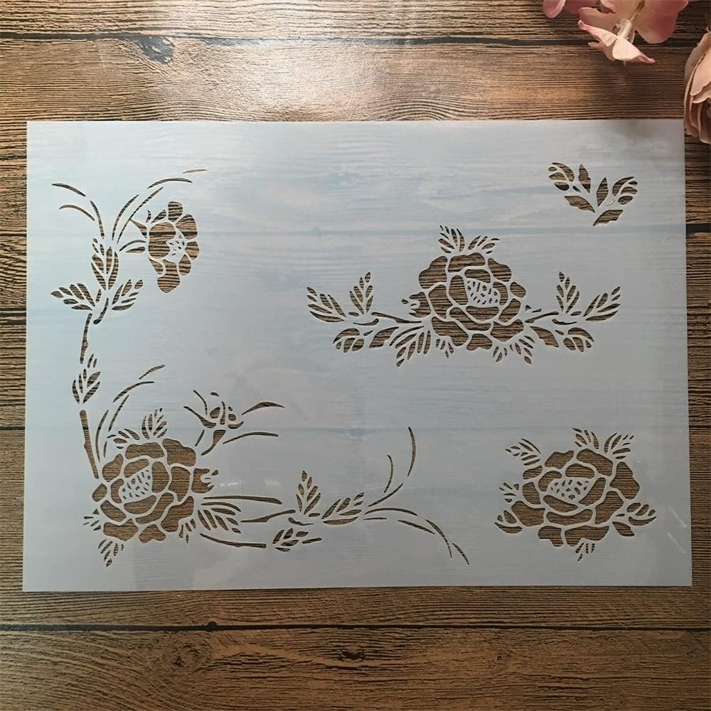 Stencils for Painting,A4 29cm Rose Flowers Reusable