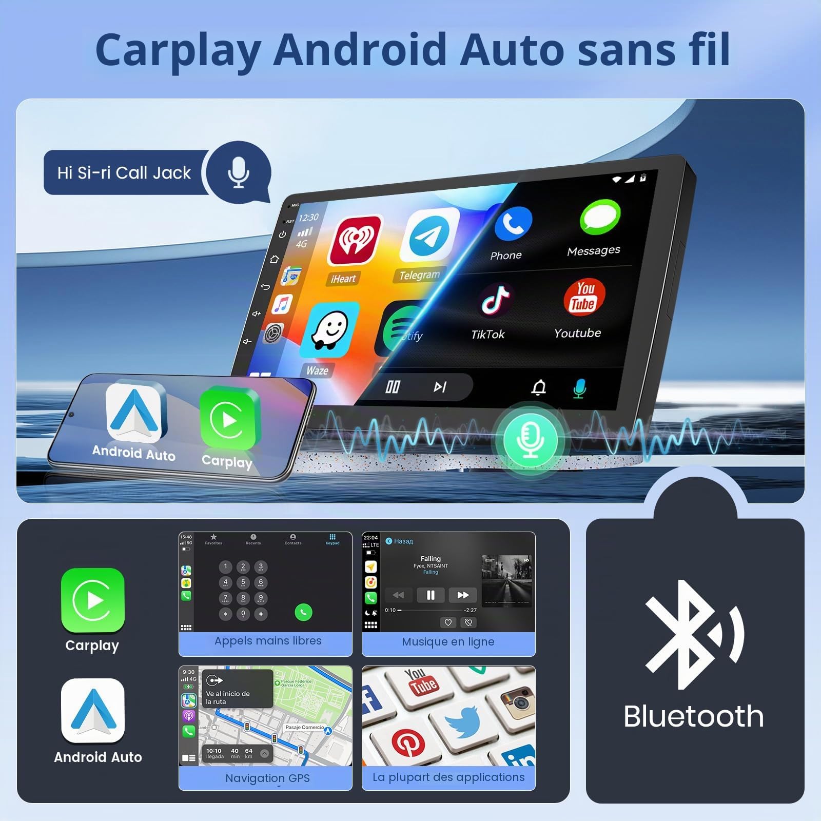 Autoradio pour Peugeot 207 2006-2010 avec Wireless Carplay Android Auto