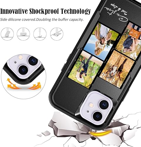 Vista 140 de Funda de fotos personalizada para Apple iPhone 11 Pro Max, patrón de collage a cuadros, personalizado para hacer imágenes en gruesa 3 híbrida Rosa