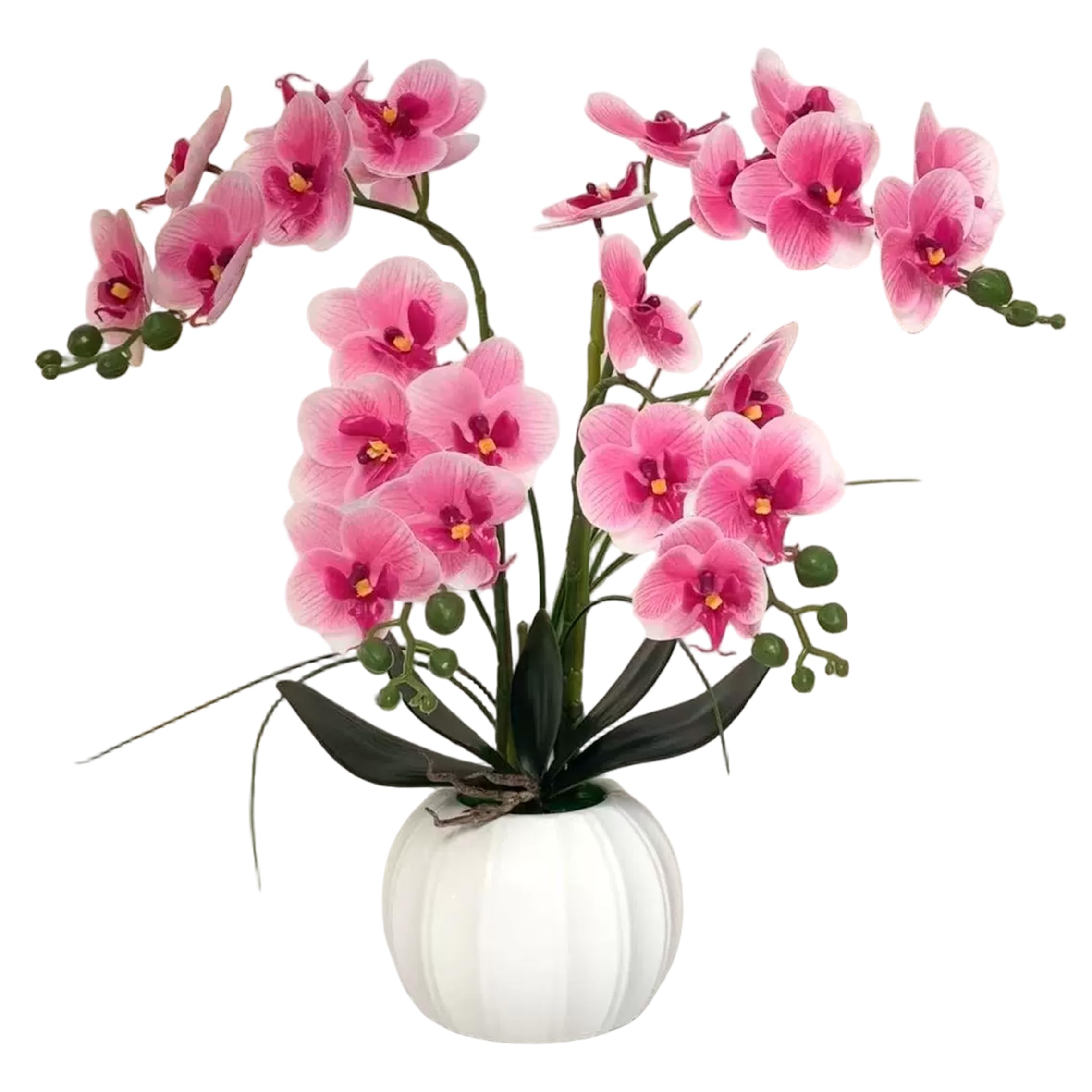 Goutdori Artificial Orchids 24 Blooms in Pot, Faux Flowers That Look Real, Realistic Orchid Plant for Indoor Decor Artificial Orchids, 24 Blooms Faux Orchid in Pot, Realistic Indoor Plant, Artific
