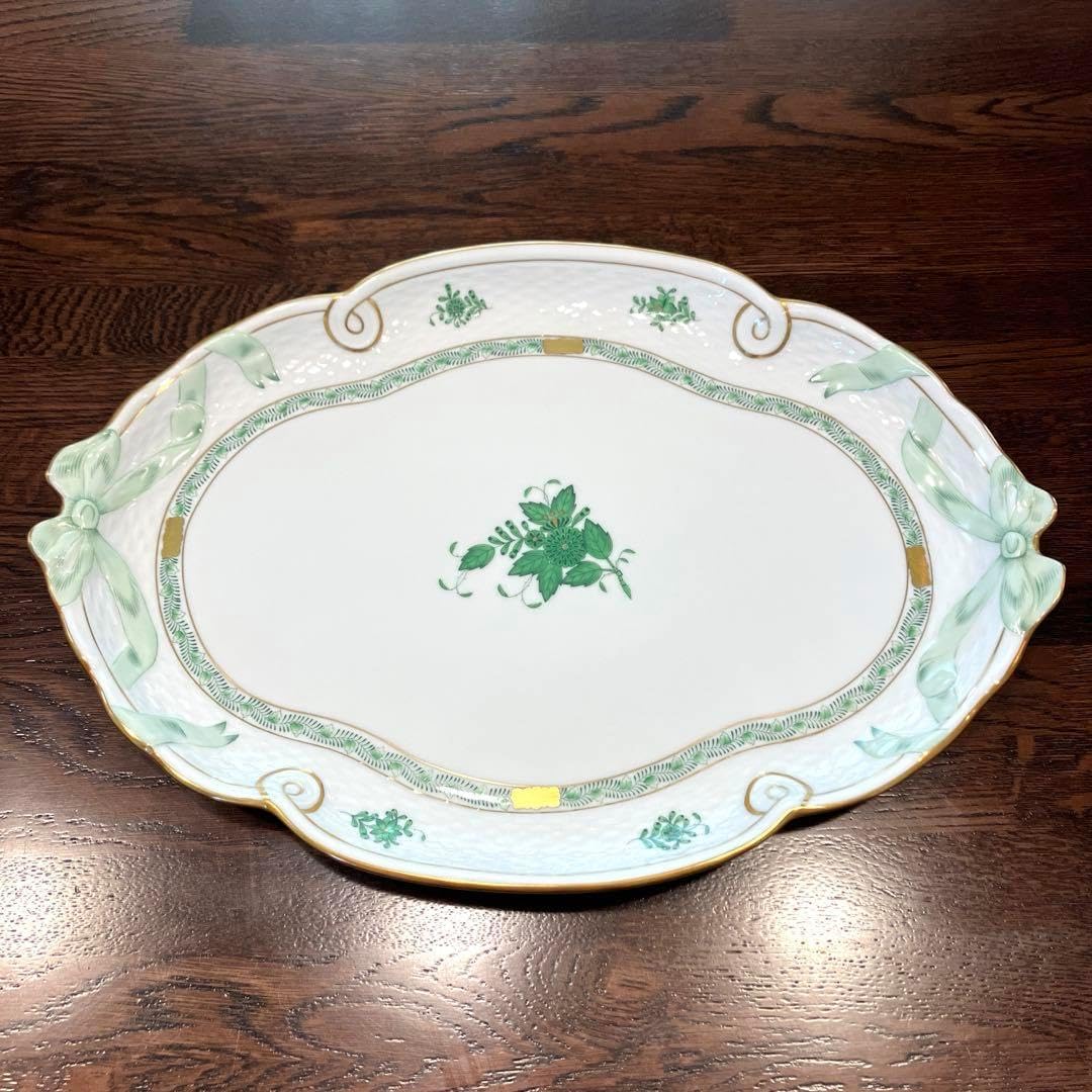 ヘレンド アポニーグリーン リーフトレイ ハンドル付き ヘレンド ア