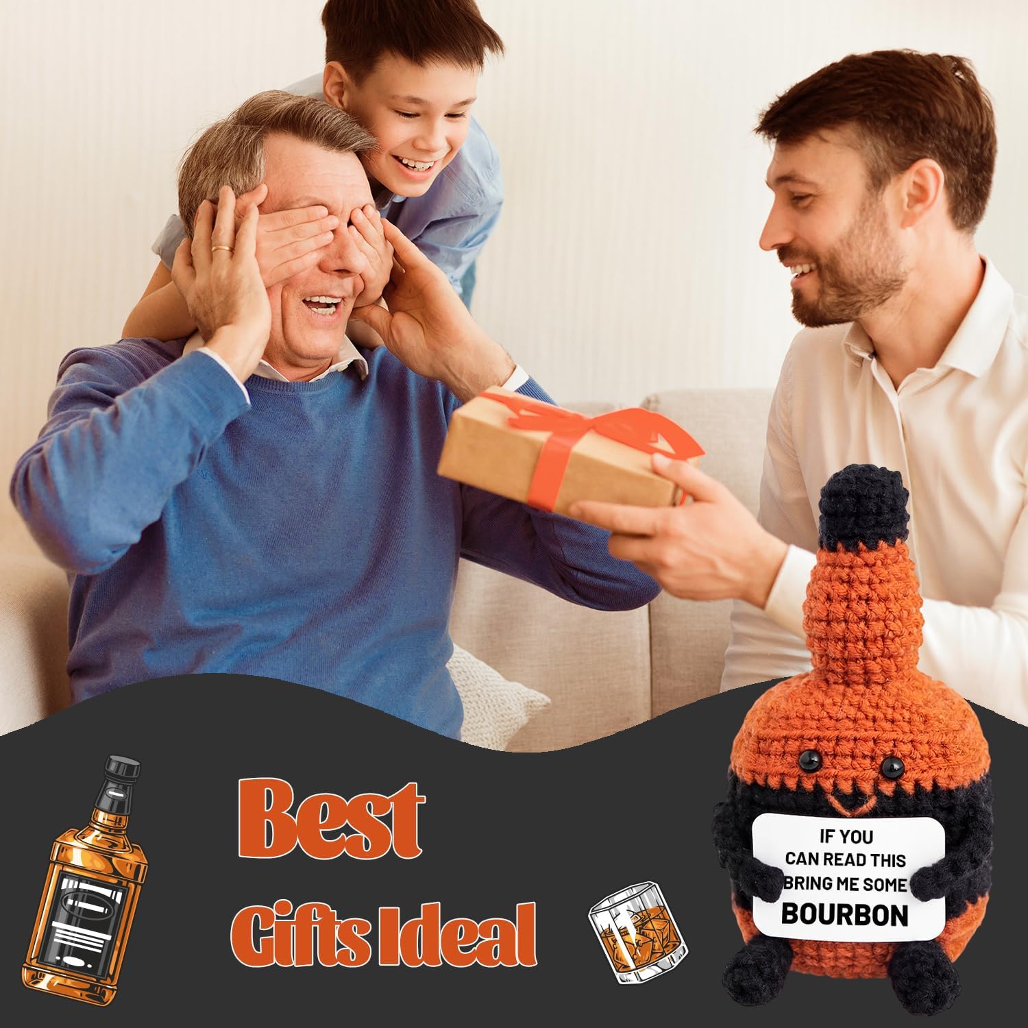 Bourbon Gifts for Men Unique Bar Crochet Whiskey Gifts for Bourbon Lovers Bar Cart Decor Bar Cart Accessories Birthday